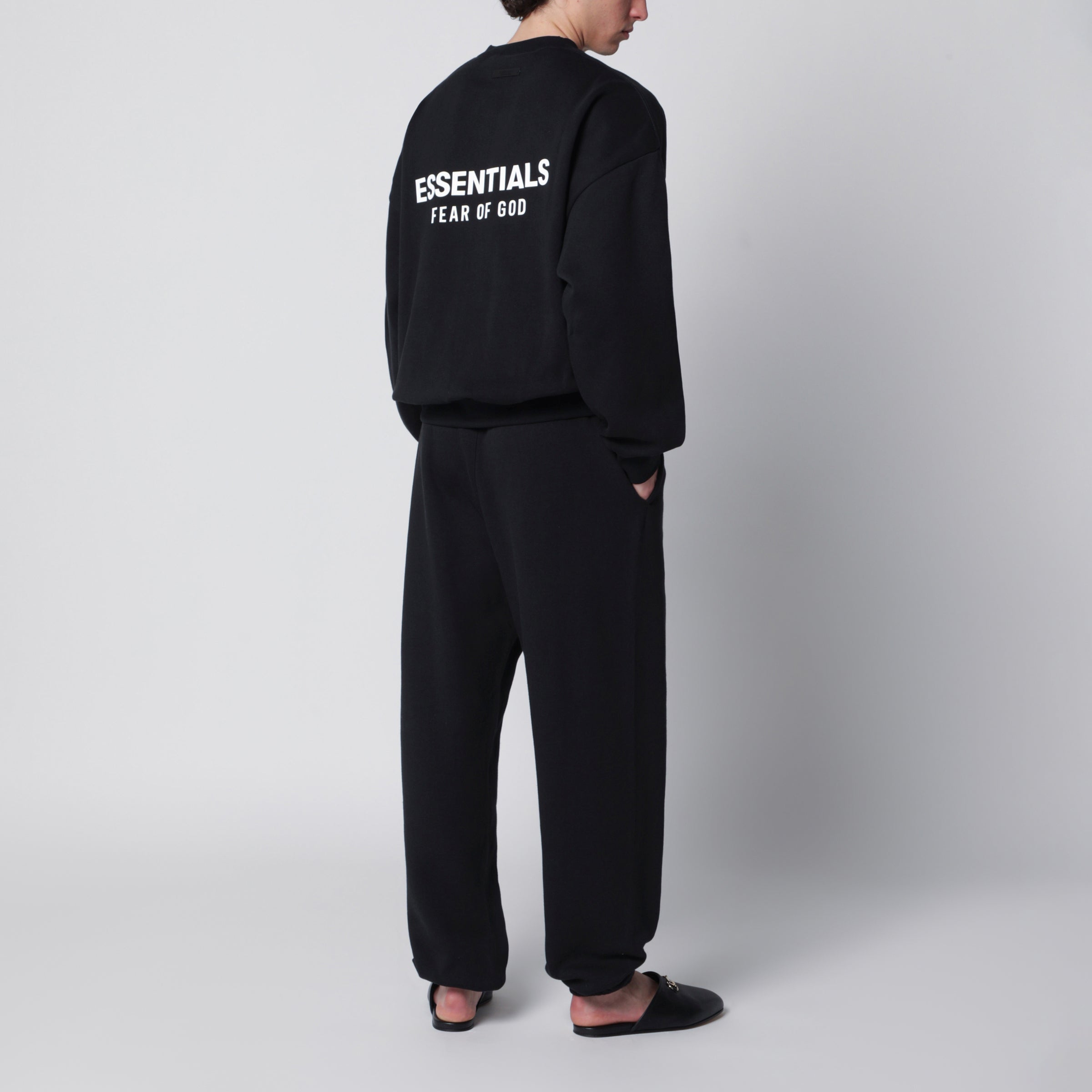 Fear of God Essentials Black cotton fleece crewneck sweatshirt