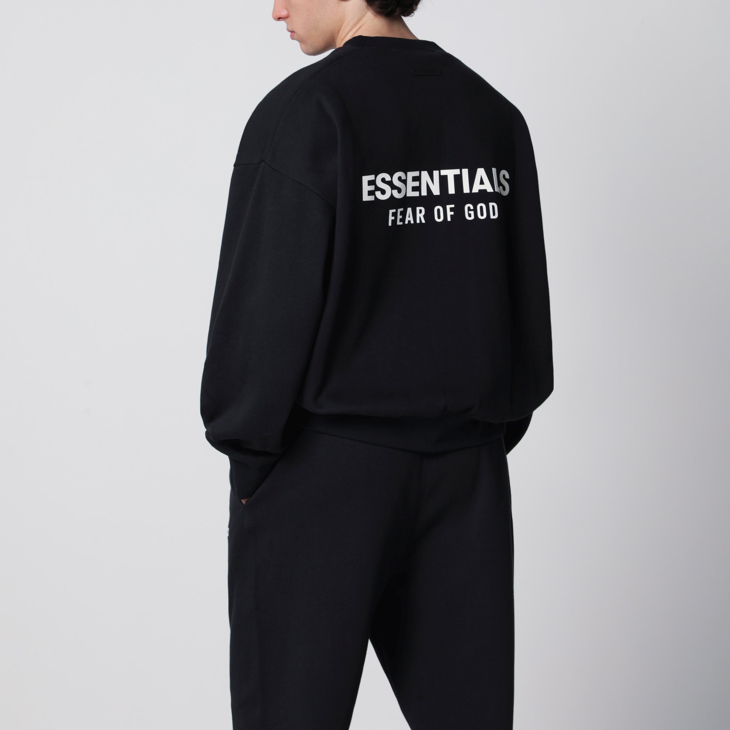 Fear of God Essentials Black cotton fleece crewneck sweatshirt