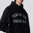 Black cotton fleece hoodie with logo embroidery