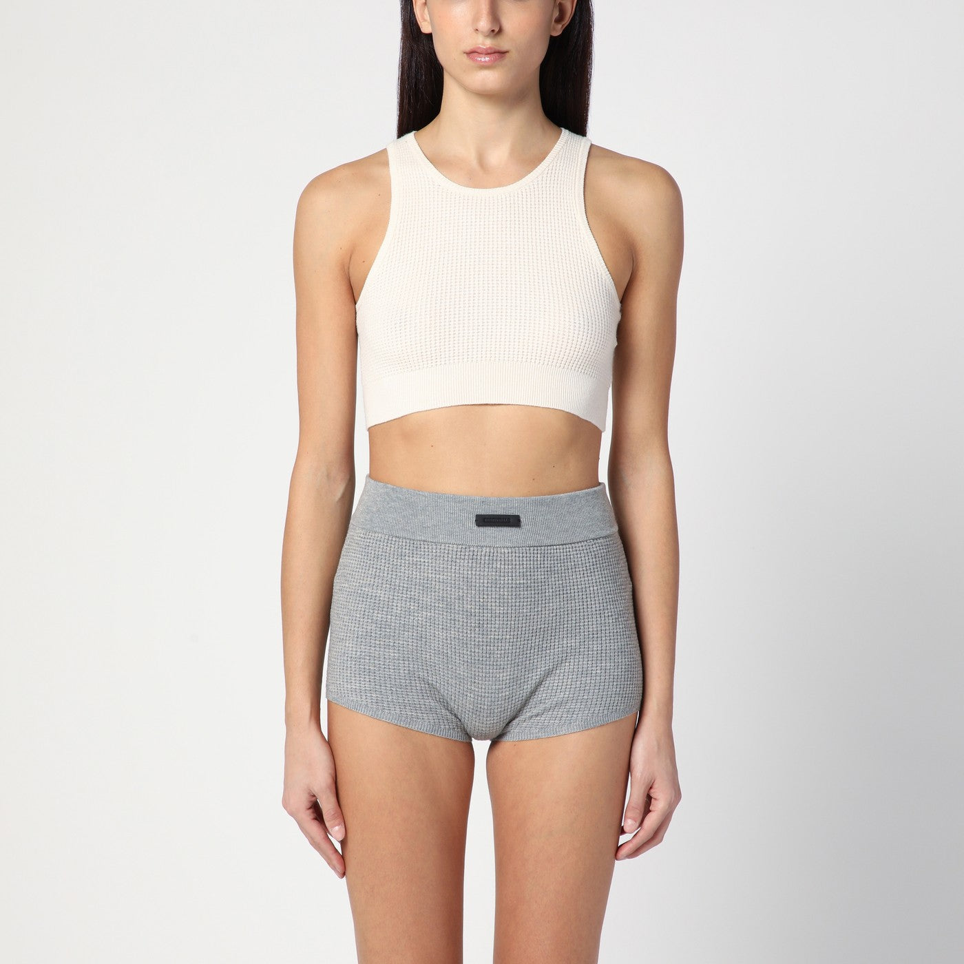 Sporty white honeycomb tank top