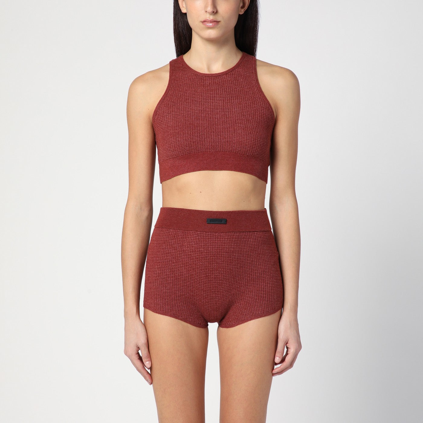 Sporty burgundy honeycomb tank top