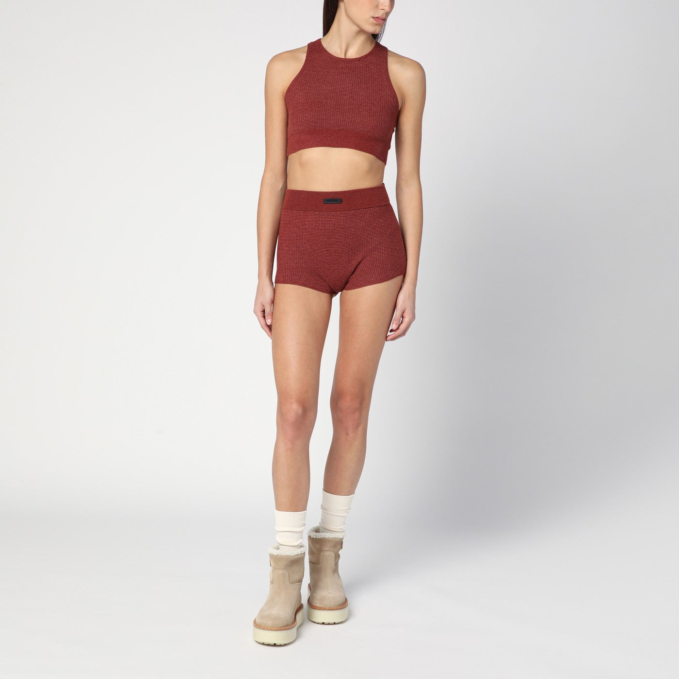 Sporty burgundy honeycomb tank top