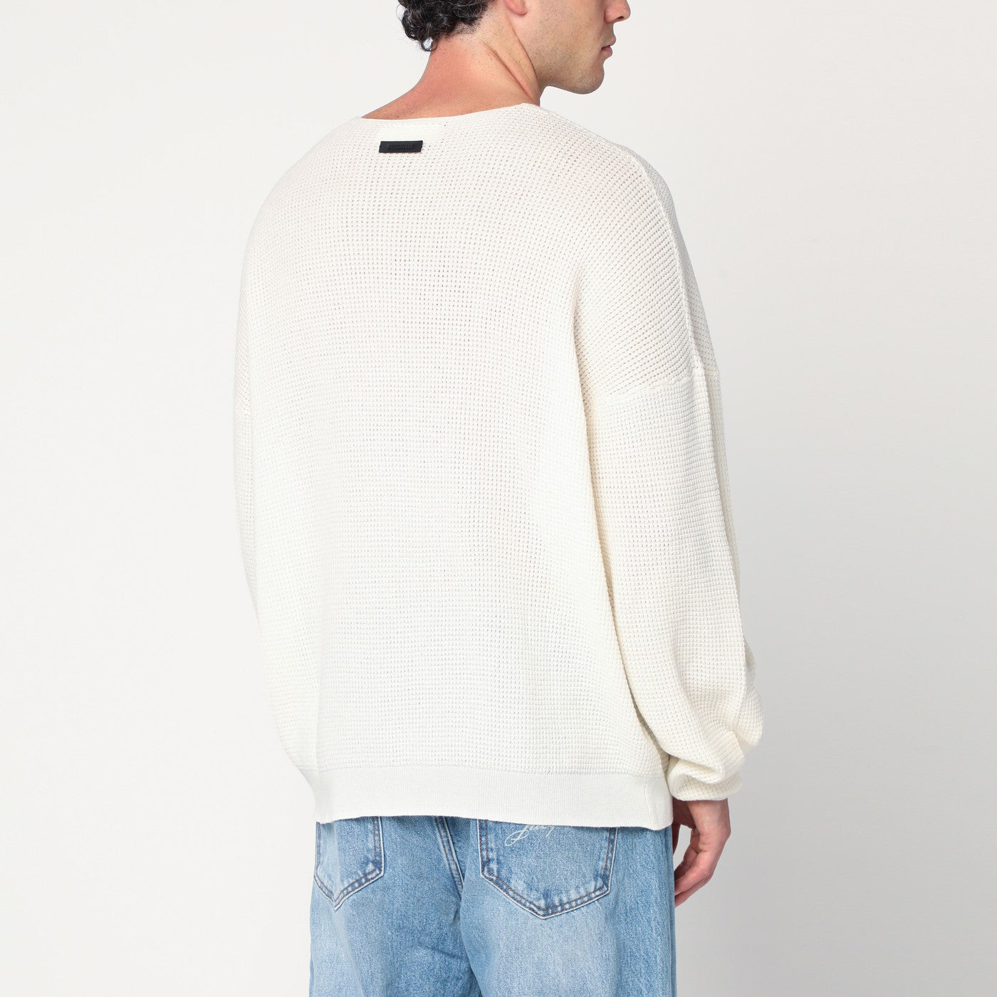 Cloud white nylon-blend sweater