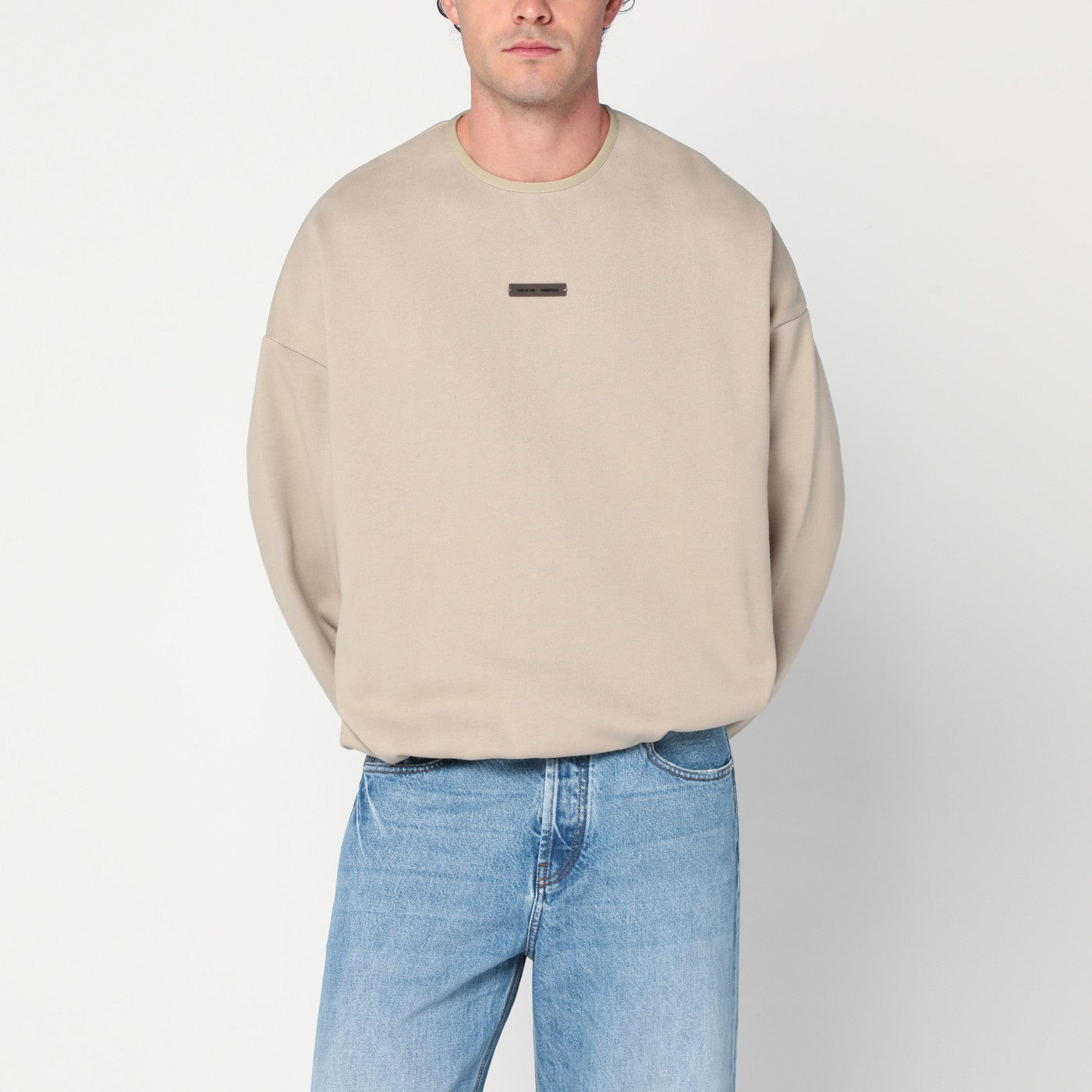 Greige brushed cotton sweatshirt
