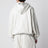 Light grey mélange cotton fleece zip-up sweatshirt