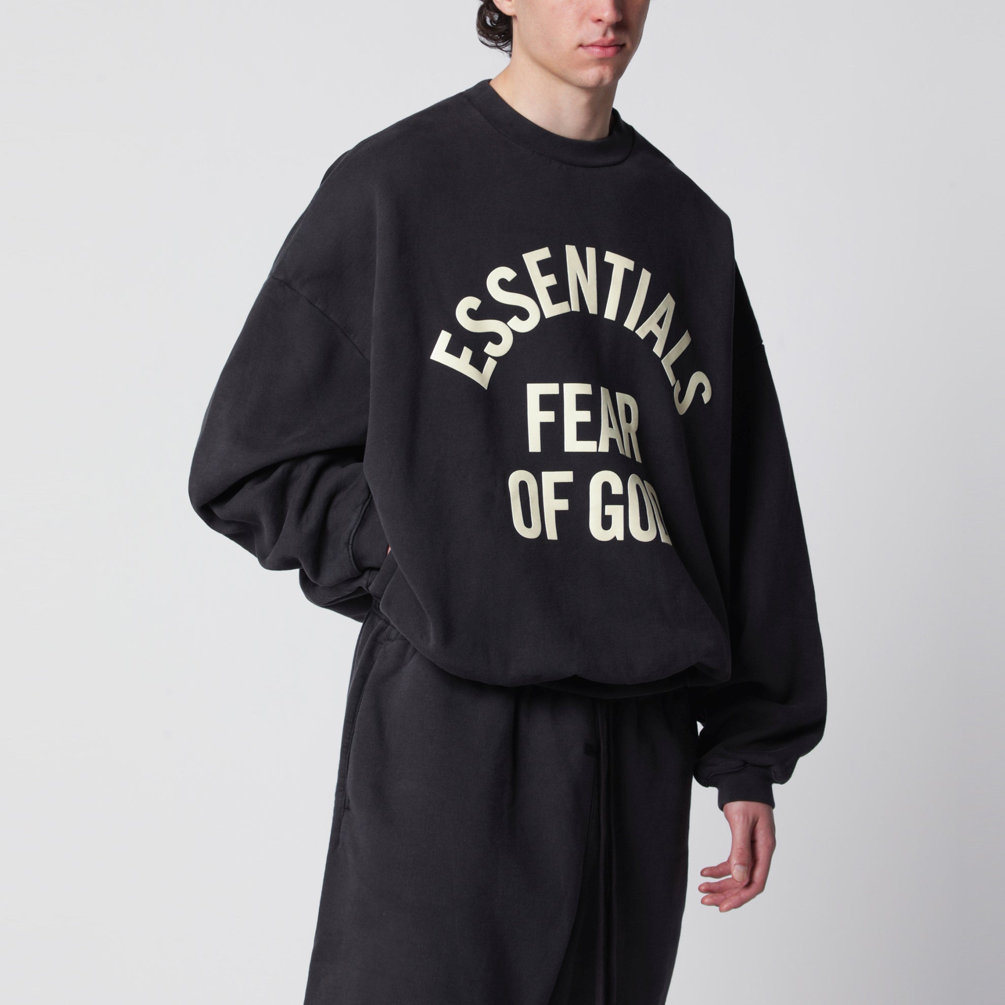 Black cotton crewneck sweatshirt