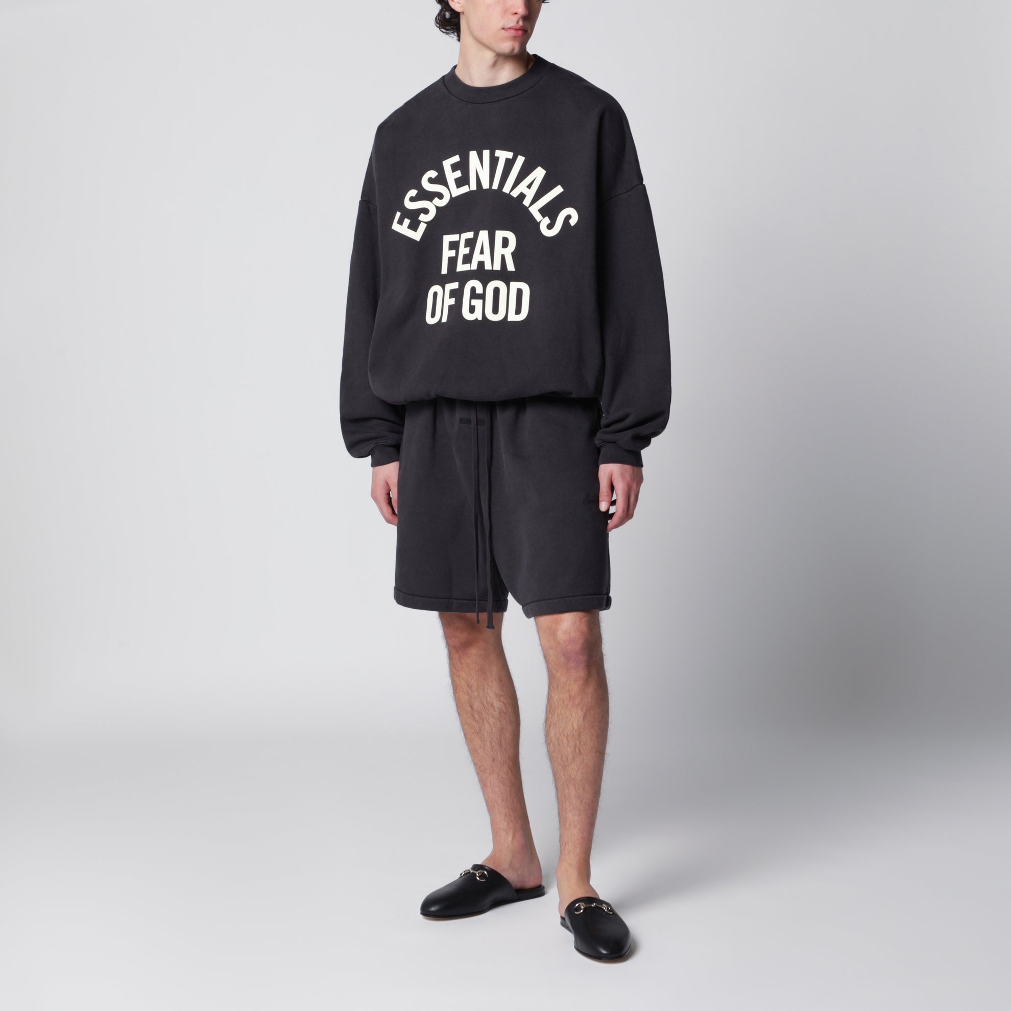 Black cotton crewneck sweatshirt