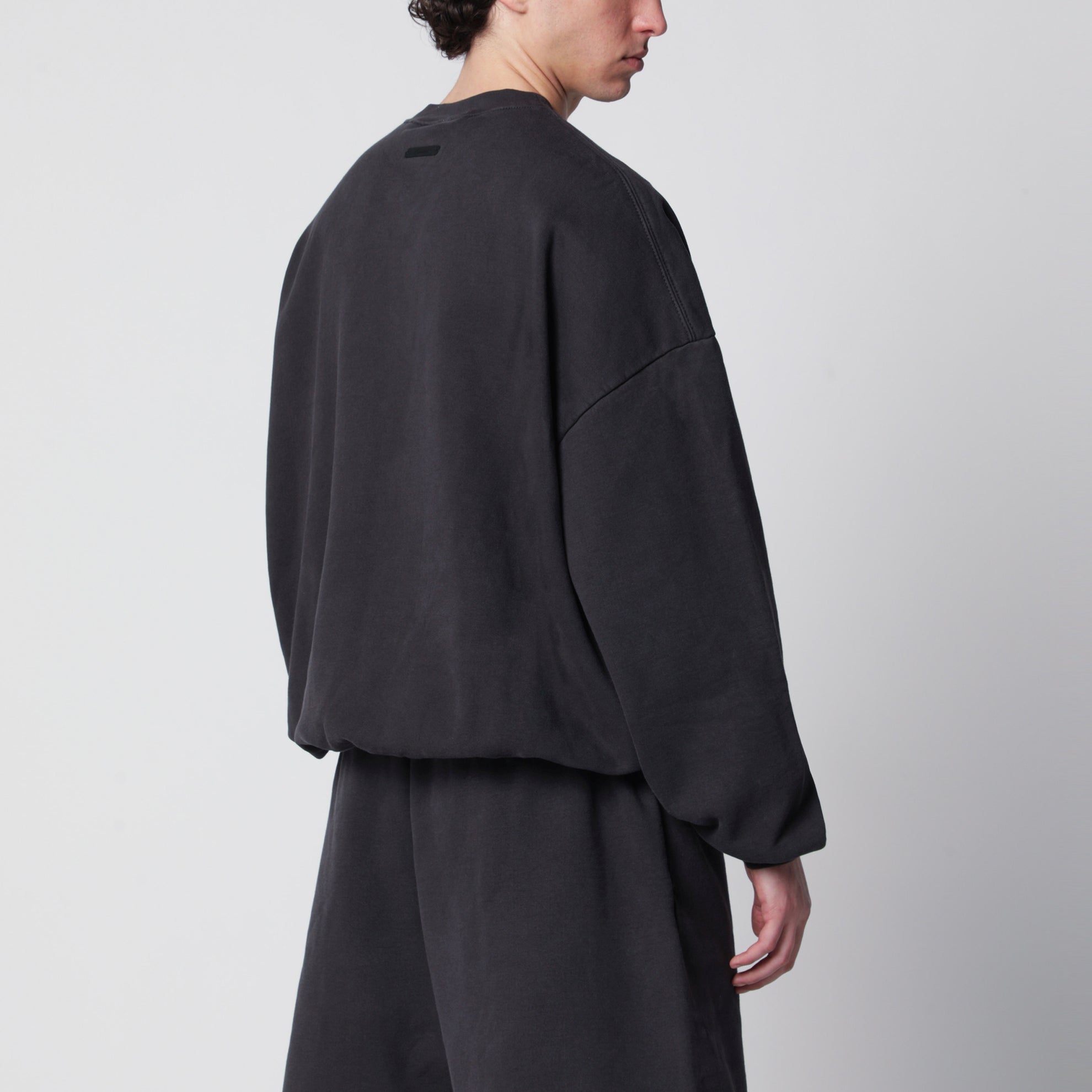 Black cotton crewneck sweatshirt