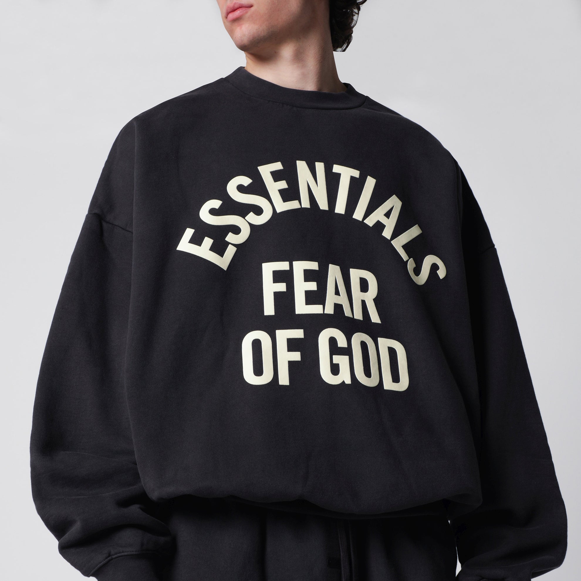 Black cotton crewneck sweatshirt