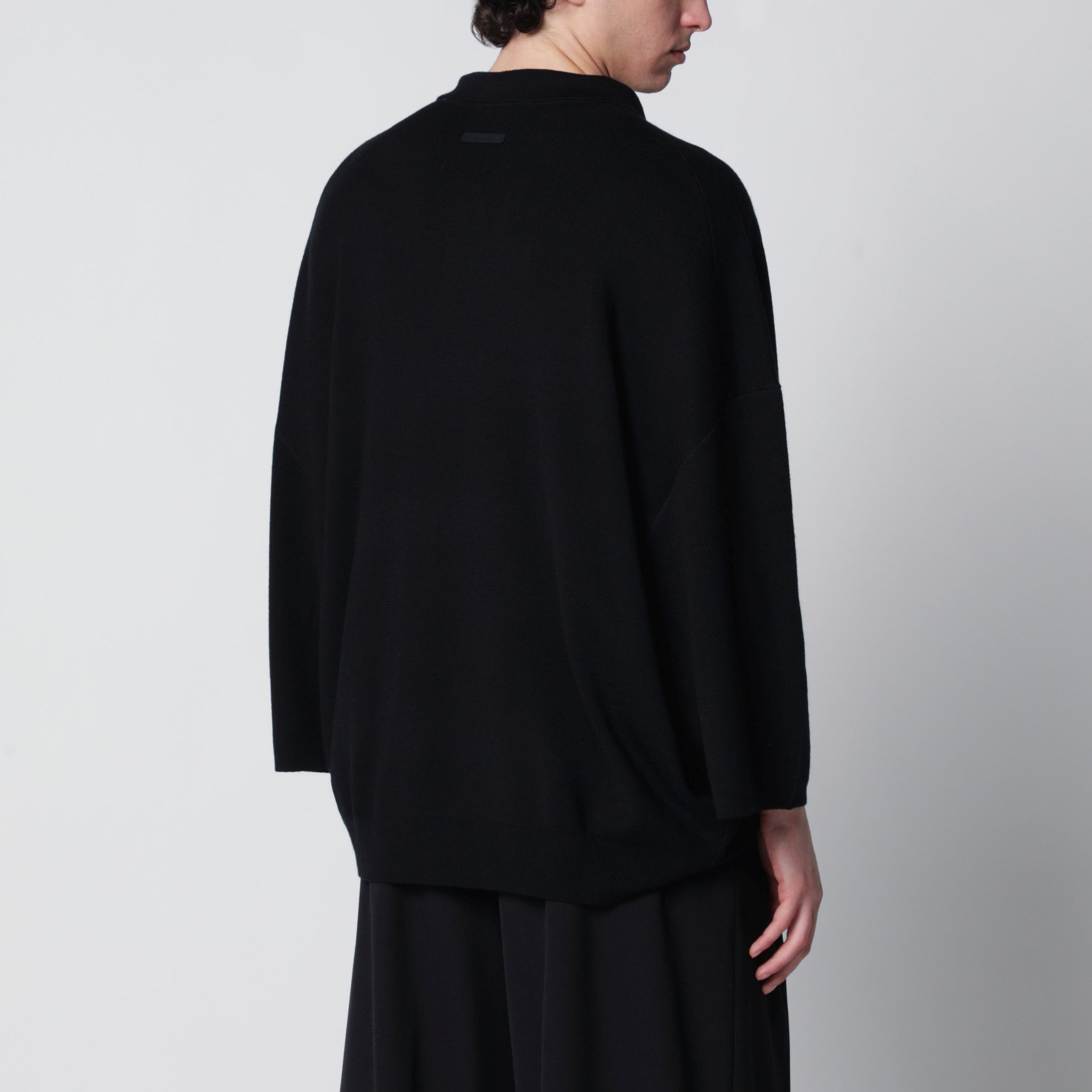 Signature 90s-style knit 3/4-sleeve polo in black