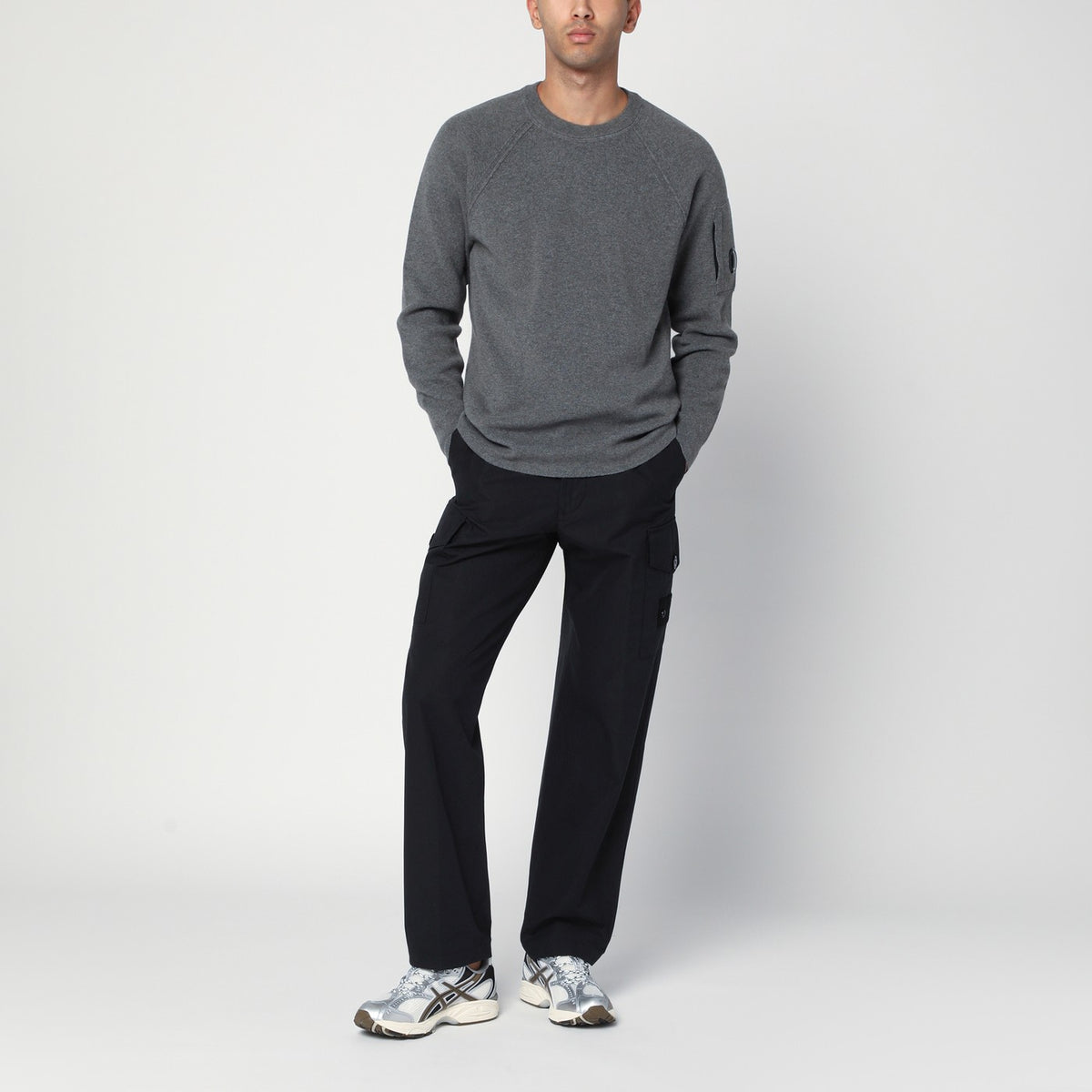 Grey wool-blend sweater