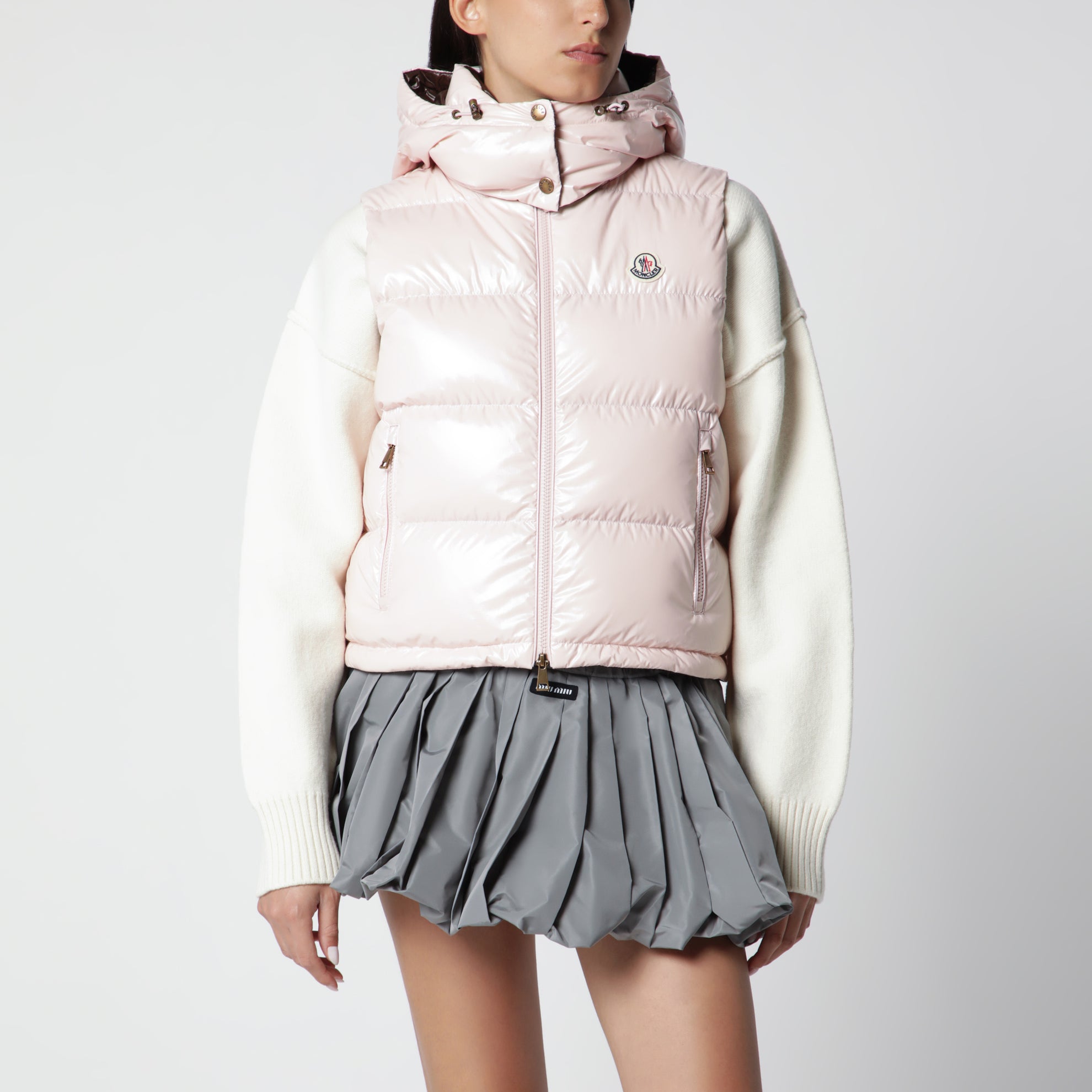 Kurze Daunenweste Niverolle aus Nylon in Rosa