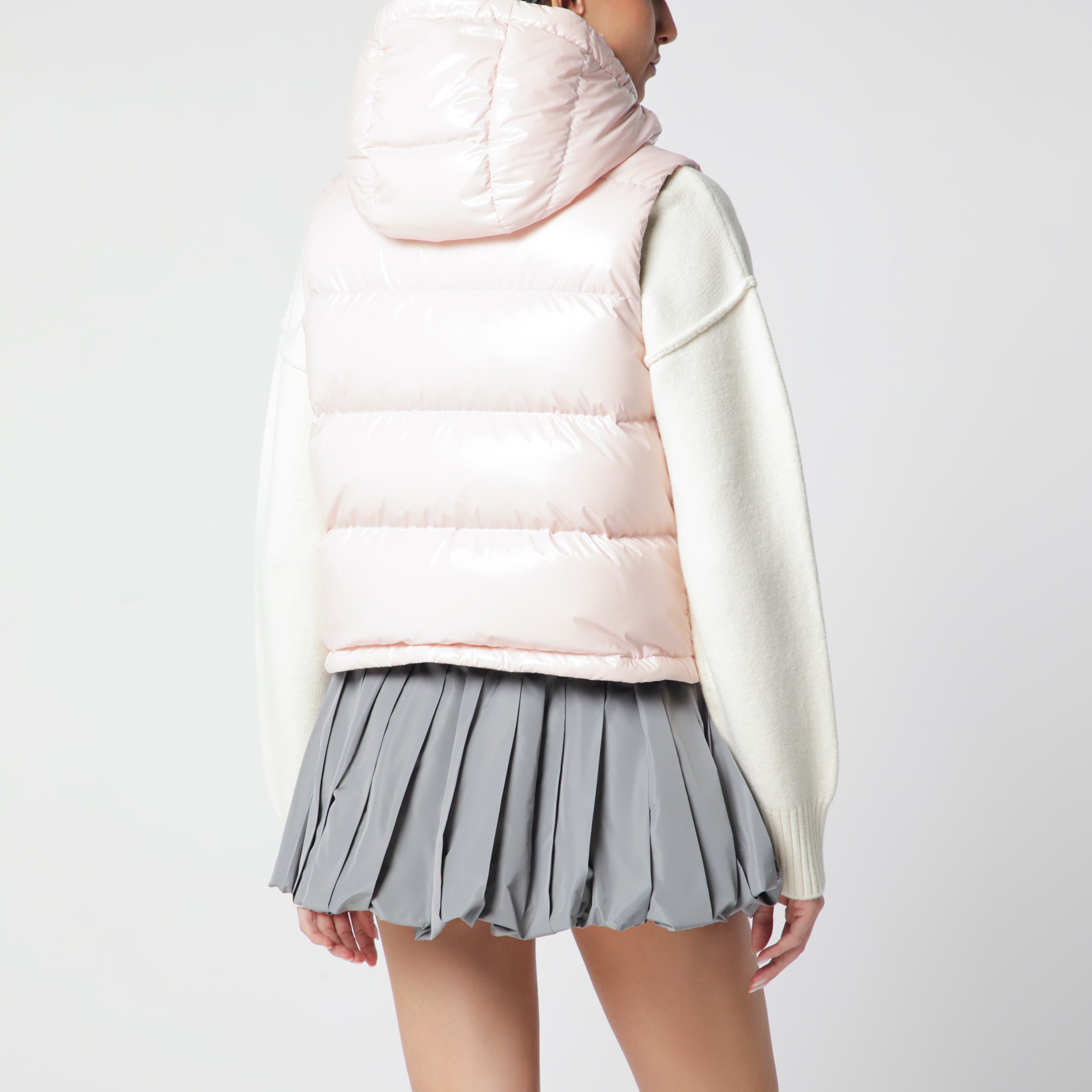 Kurze Daunenweste Niverolle aus Nylon in Rosa