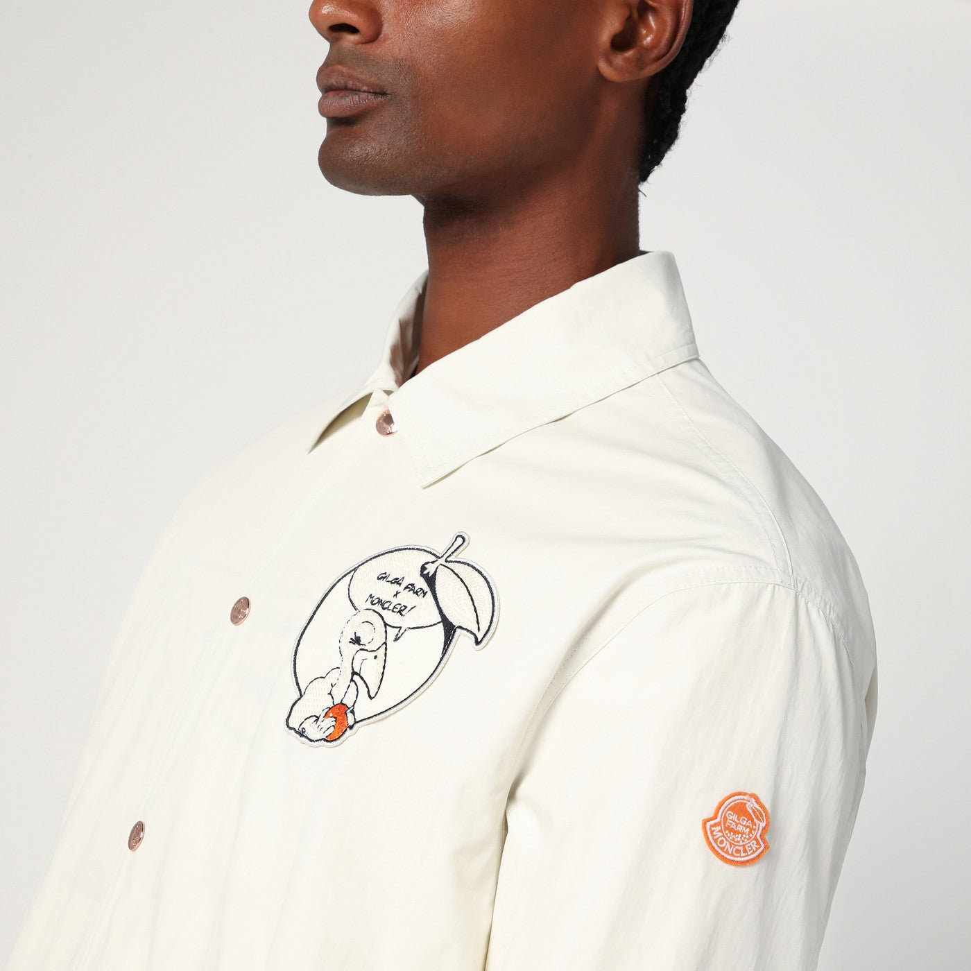 White Satsuma shacket in canvas and nylon