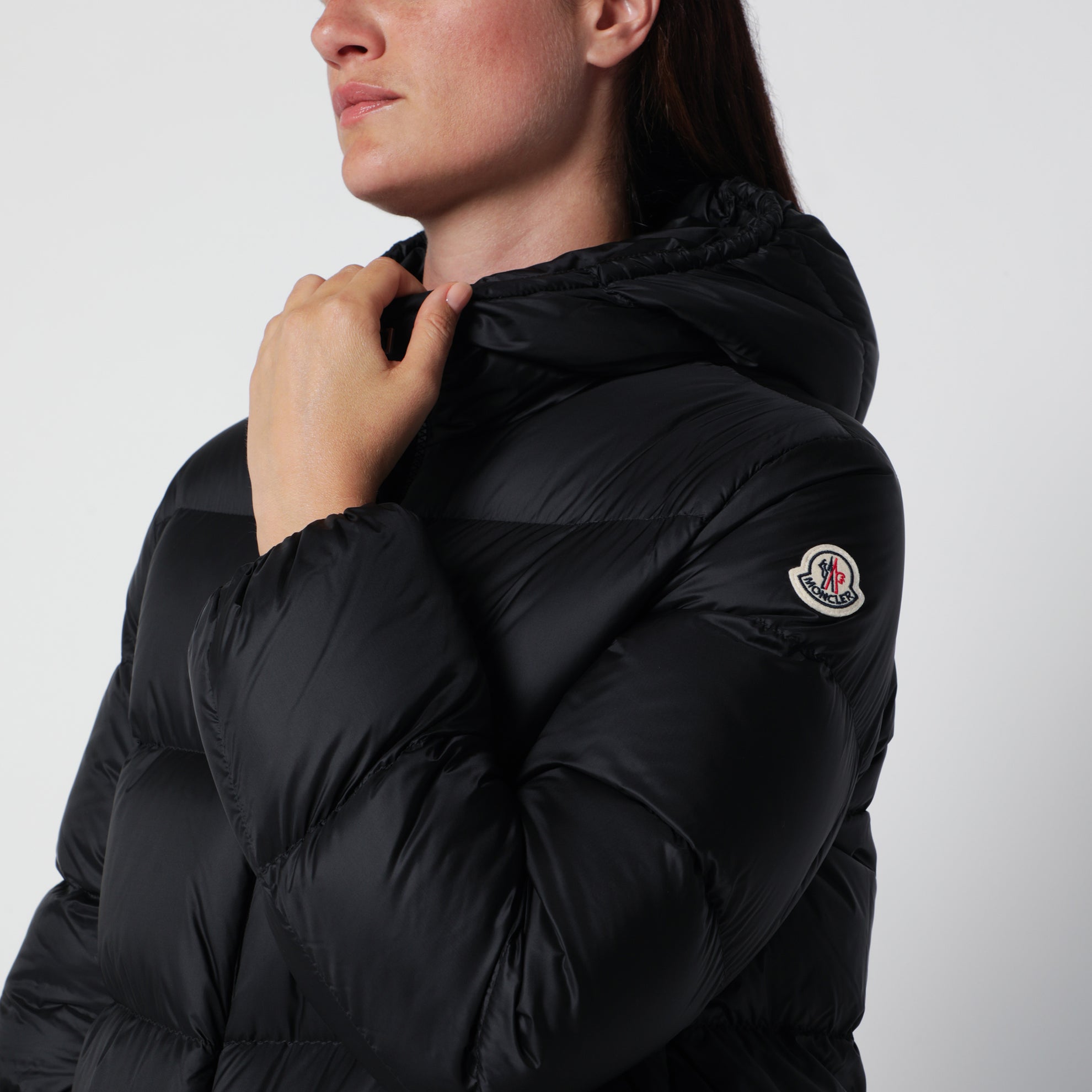 Schwarze Feligule Daunenjacke aus Nylon