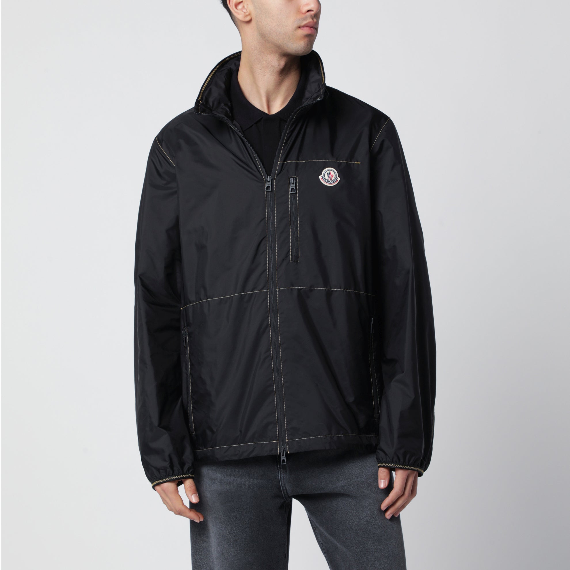 Arrakis rainwear jacket in black with removable hood
