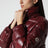 Dark red Maire down jacket in nylon laqué