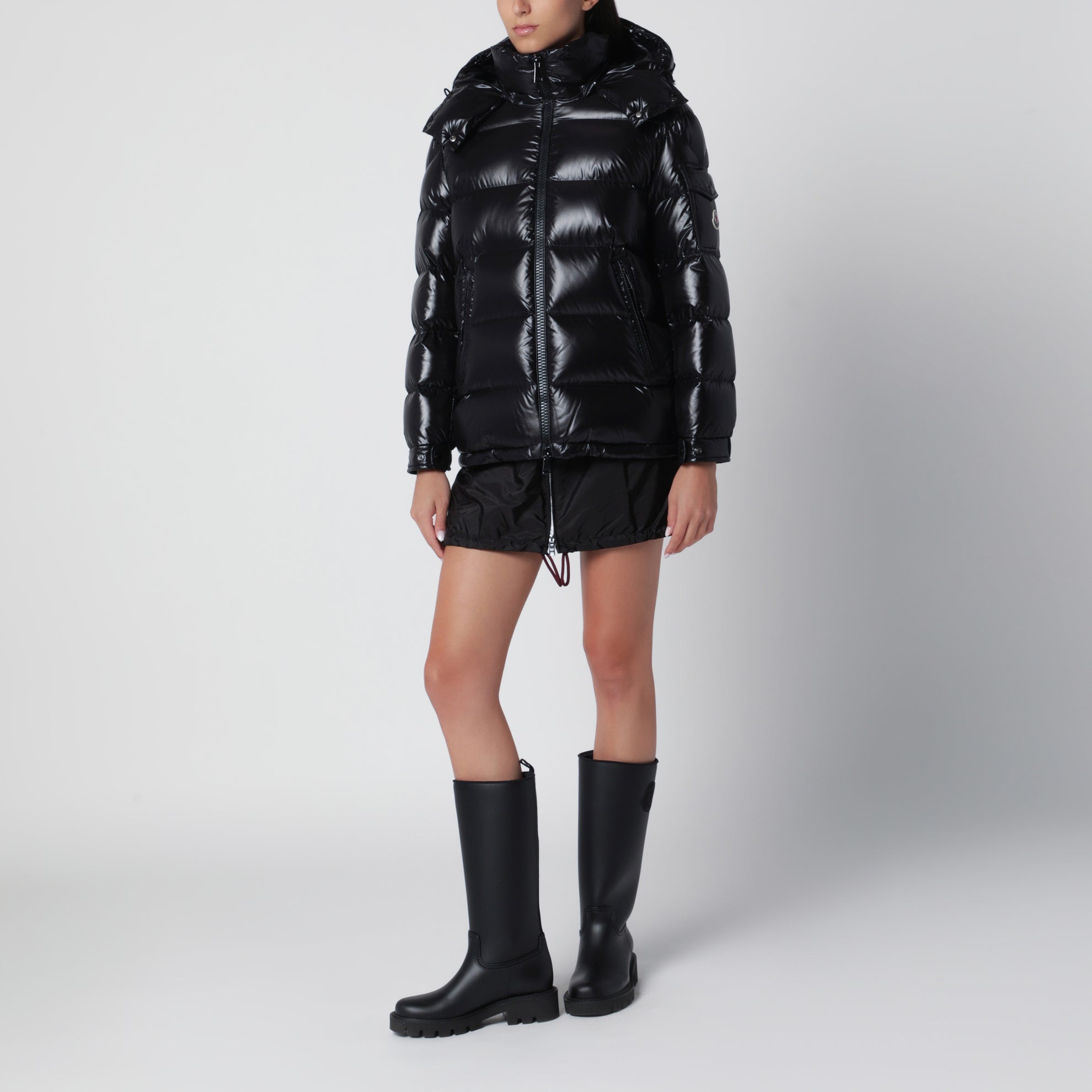 Maire down jacket in black laqué nylon