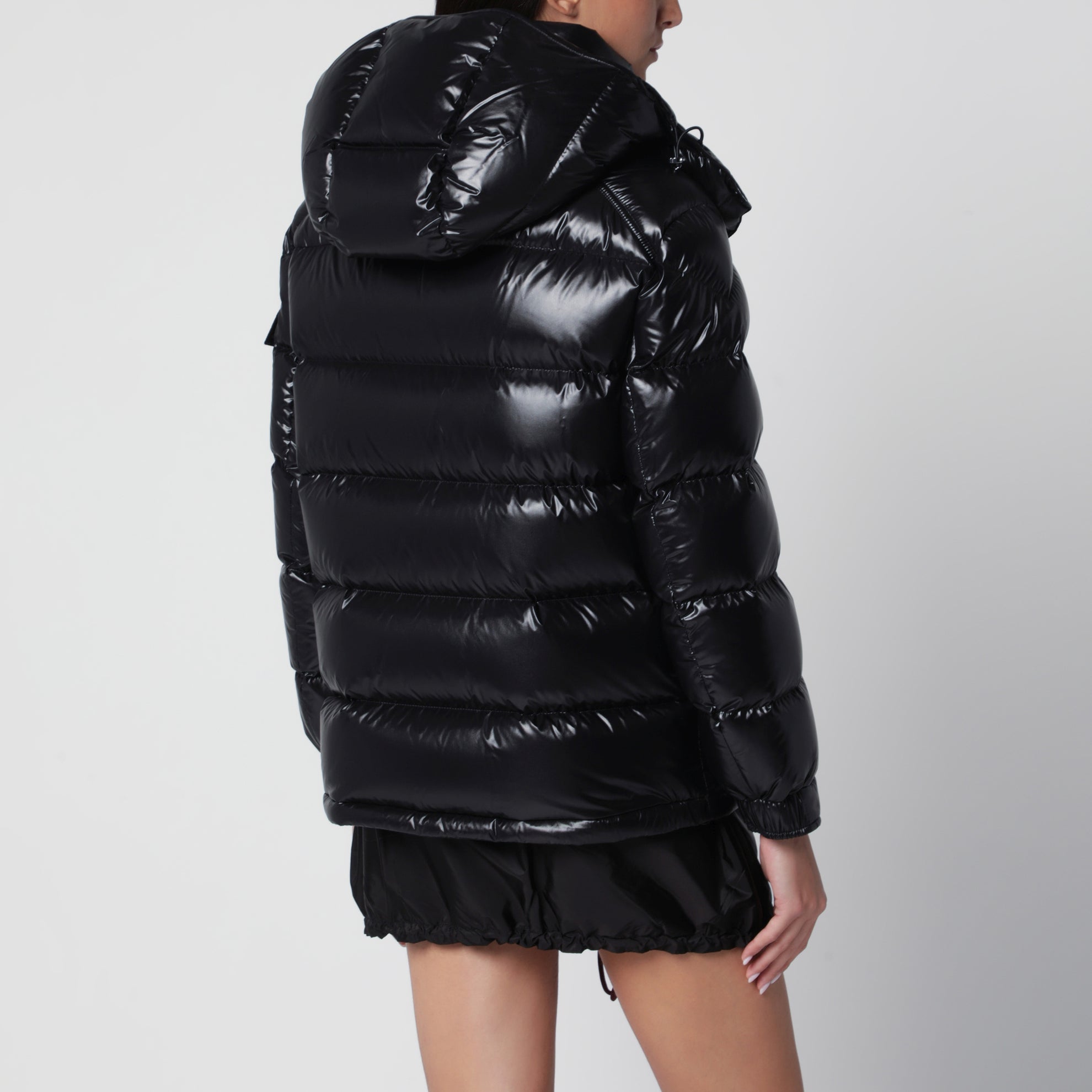 Maire down jacket in black laqué nylon