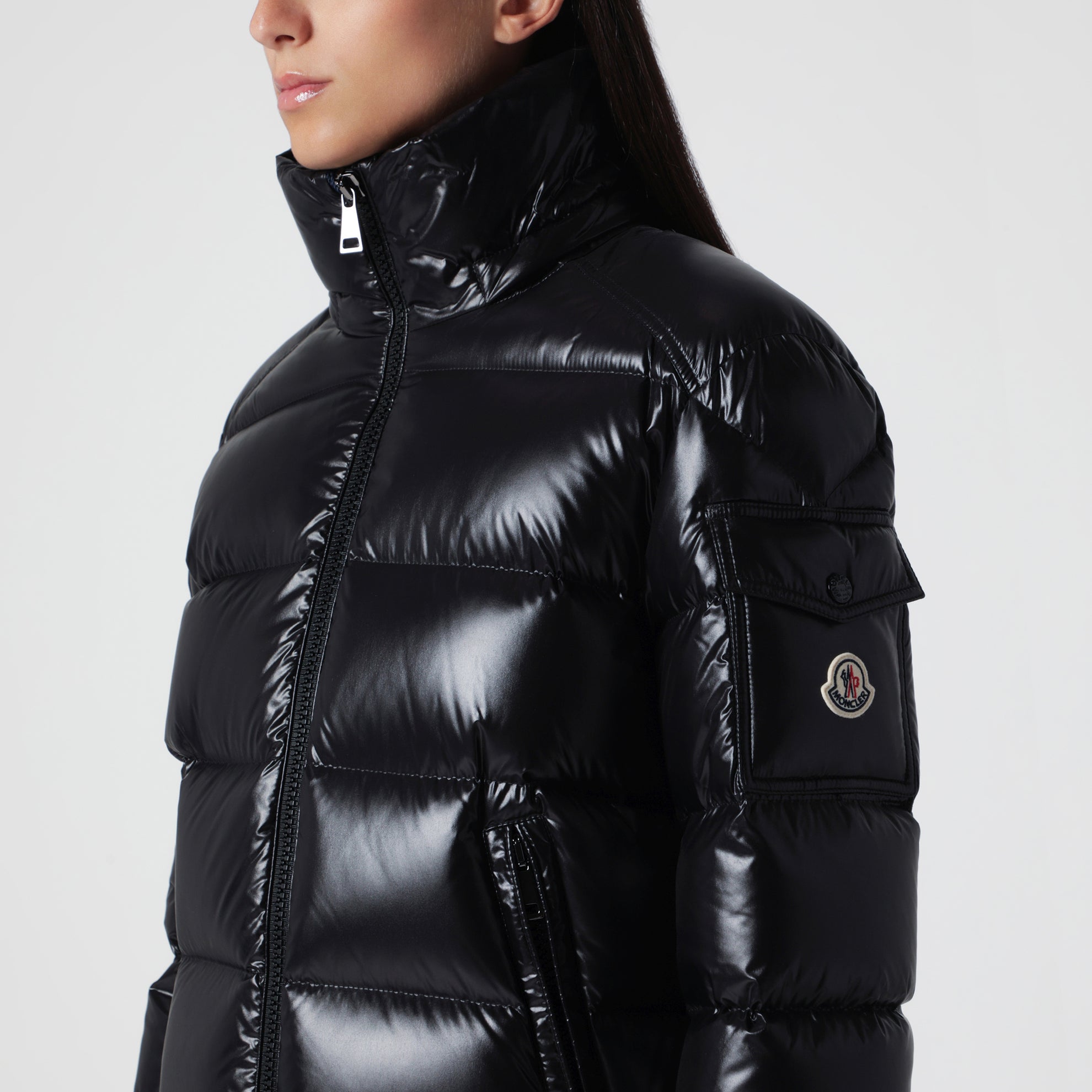 Maire down jacket in black laqué nylon