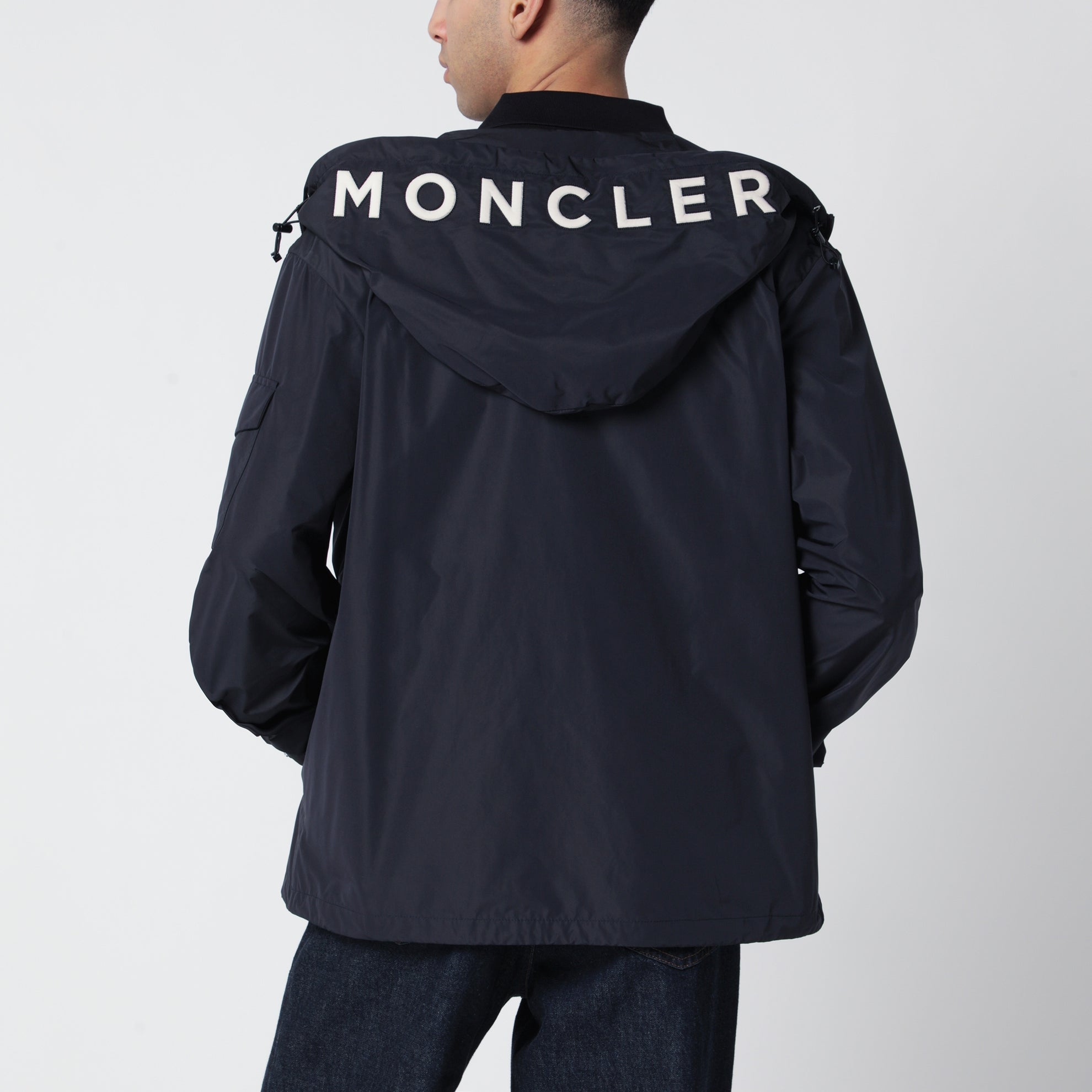 Giacca con cappuccio Sassiere blu navy in micro soft