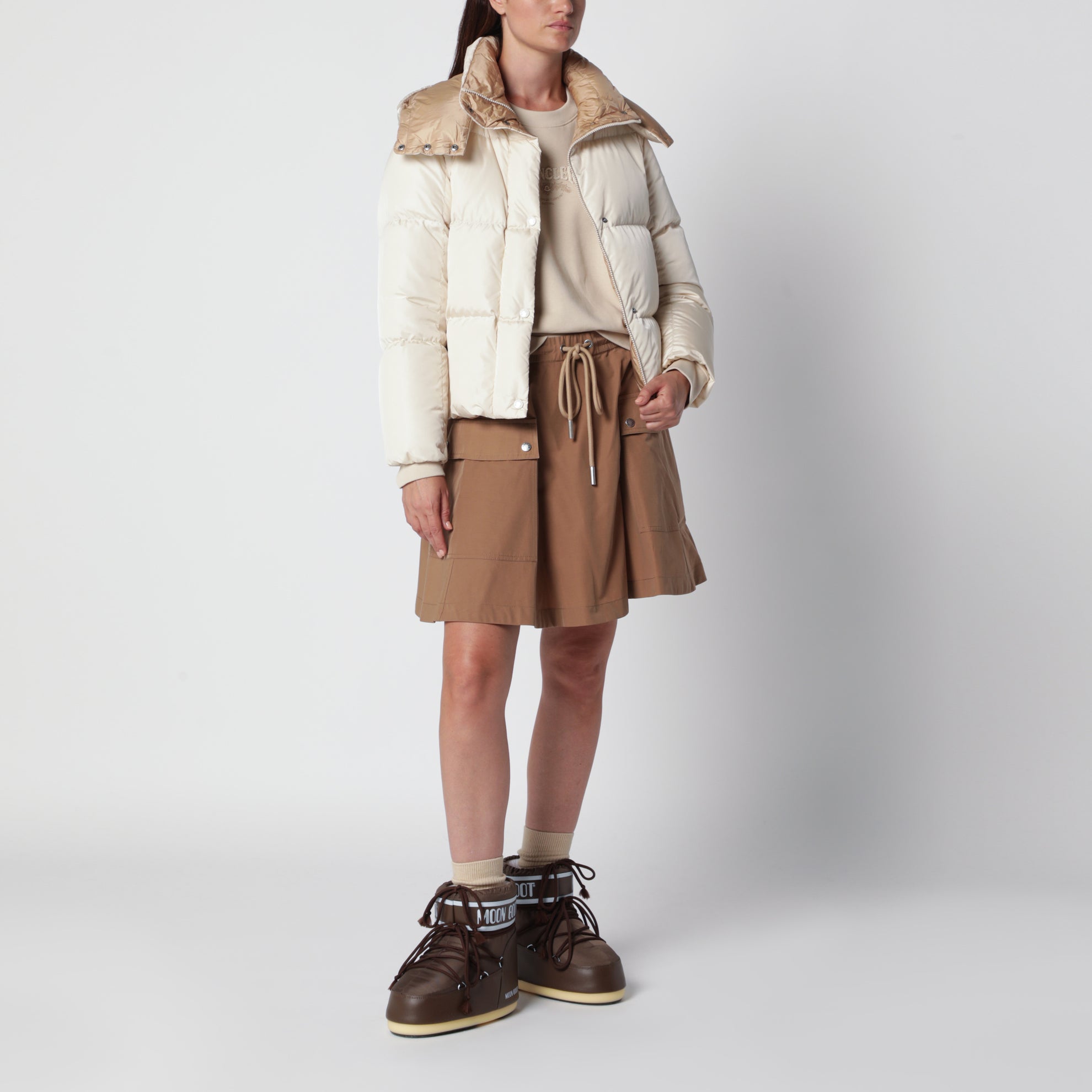 Piumino avorio in nylon