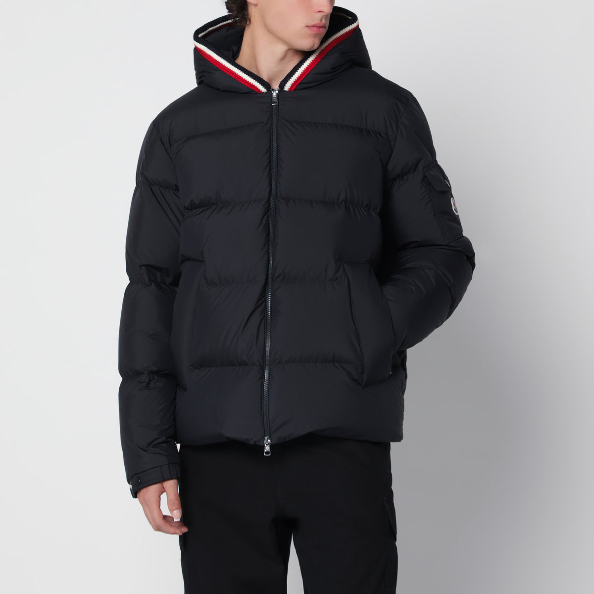 Piumino corto Lacfroid in poliestere blu navy con cappuccio