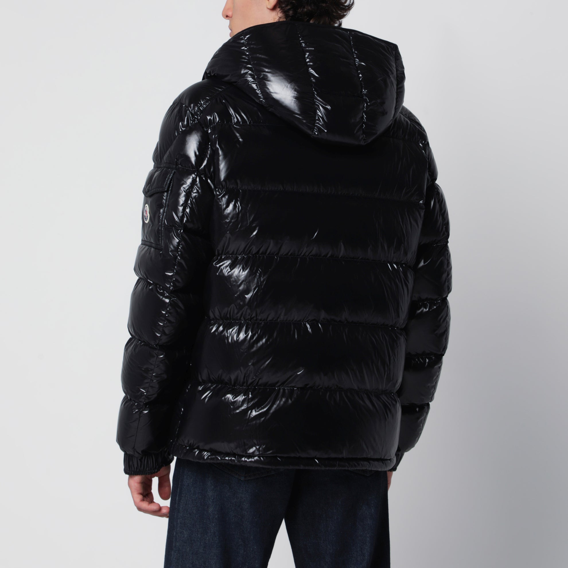 Black Maya down jacket in nylon laqué