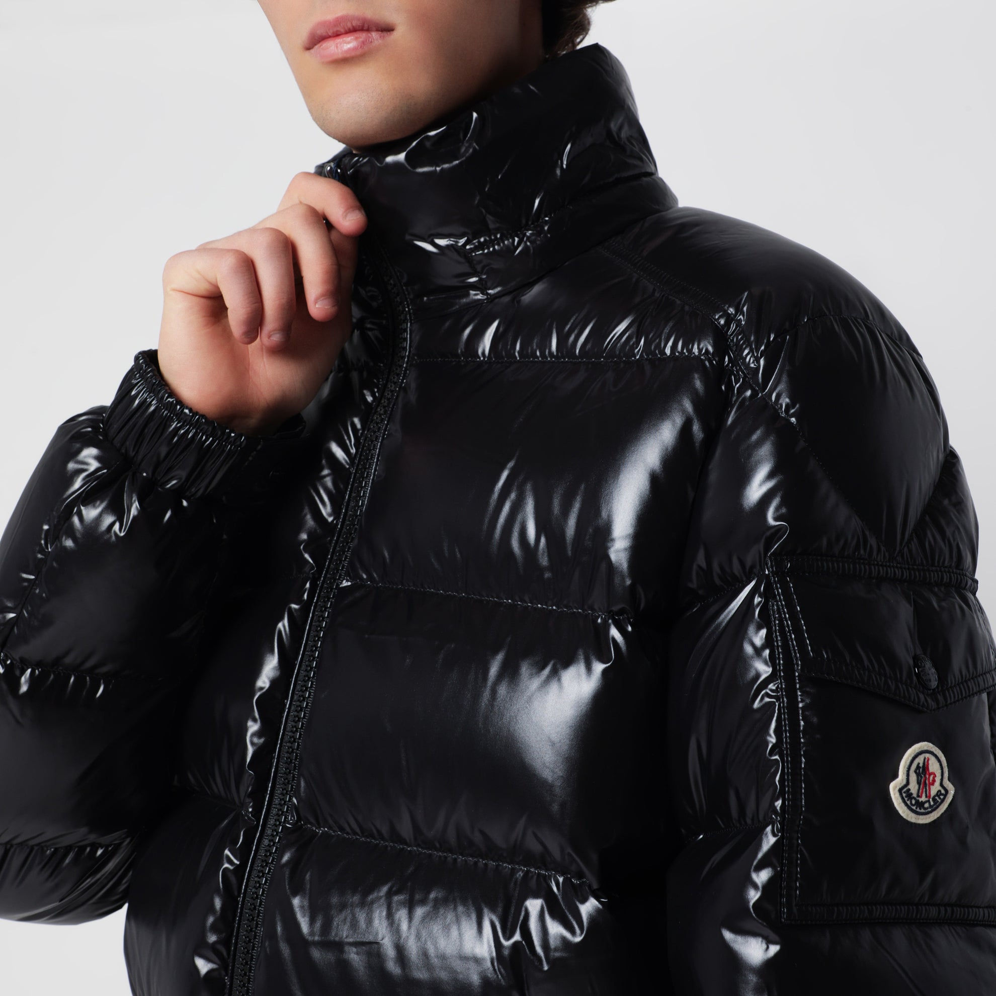 Black Maya down jacket in nylon laqué