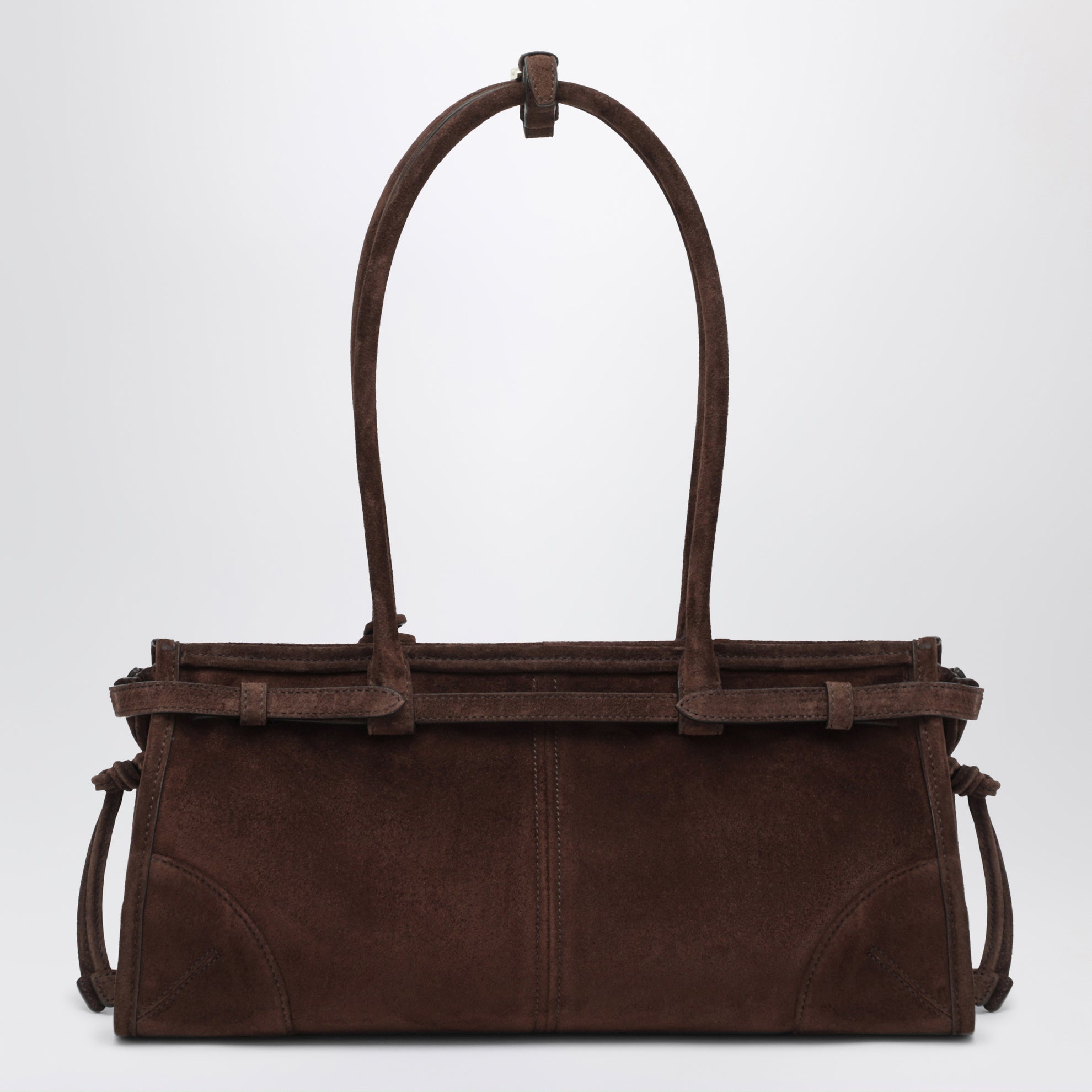 Borsa a mano Bonnie medium in pelle scamosciata moro
