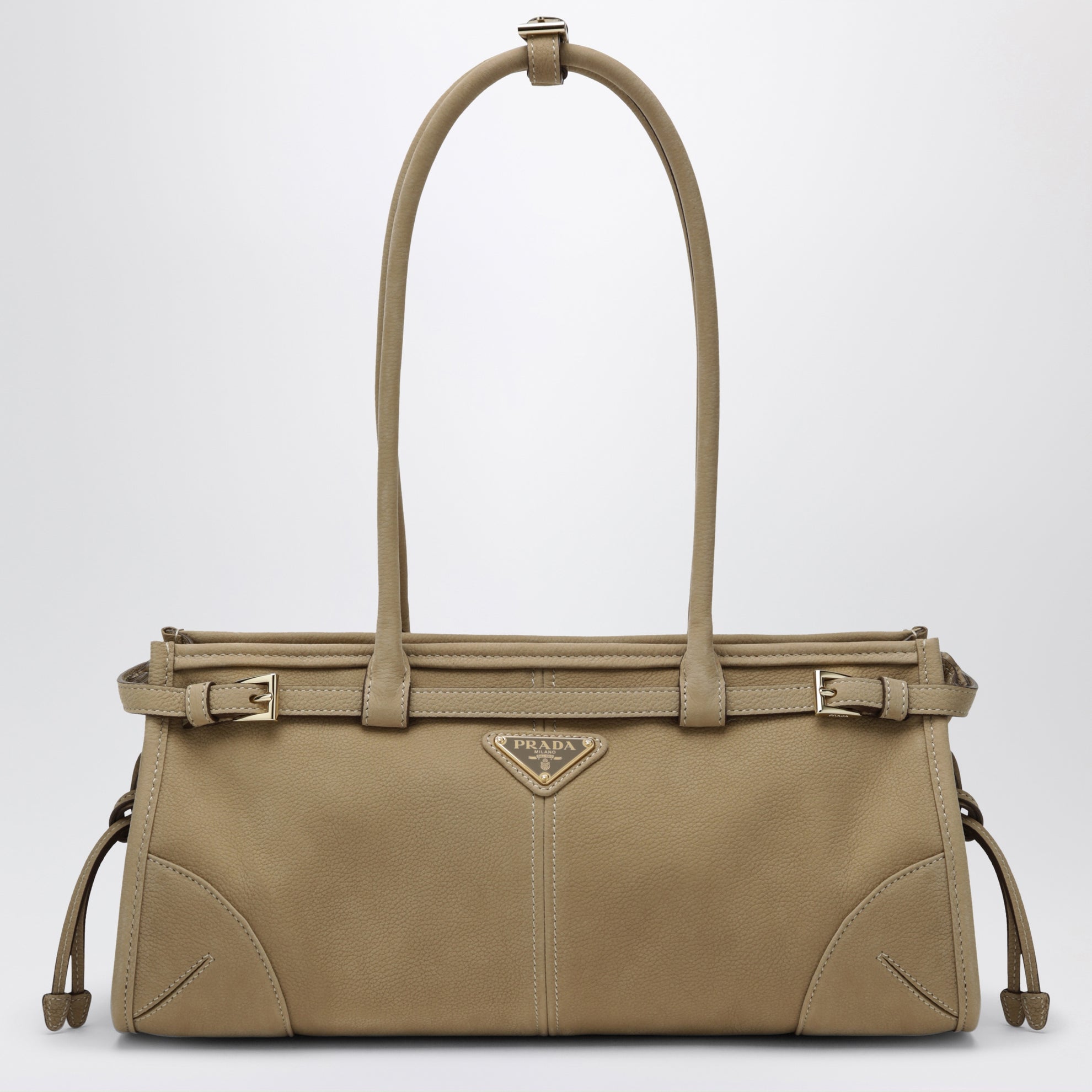 Borsa a mano Bonnie medium in pelle nabuk beige