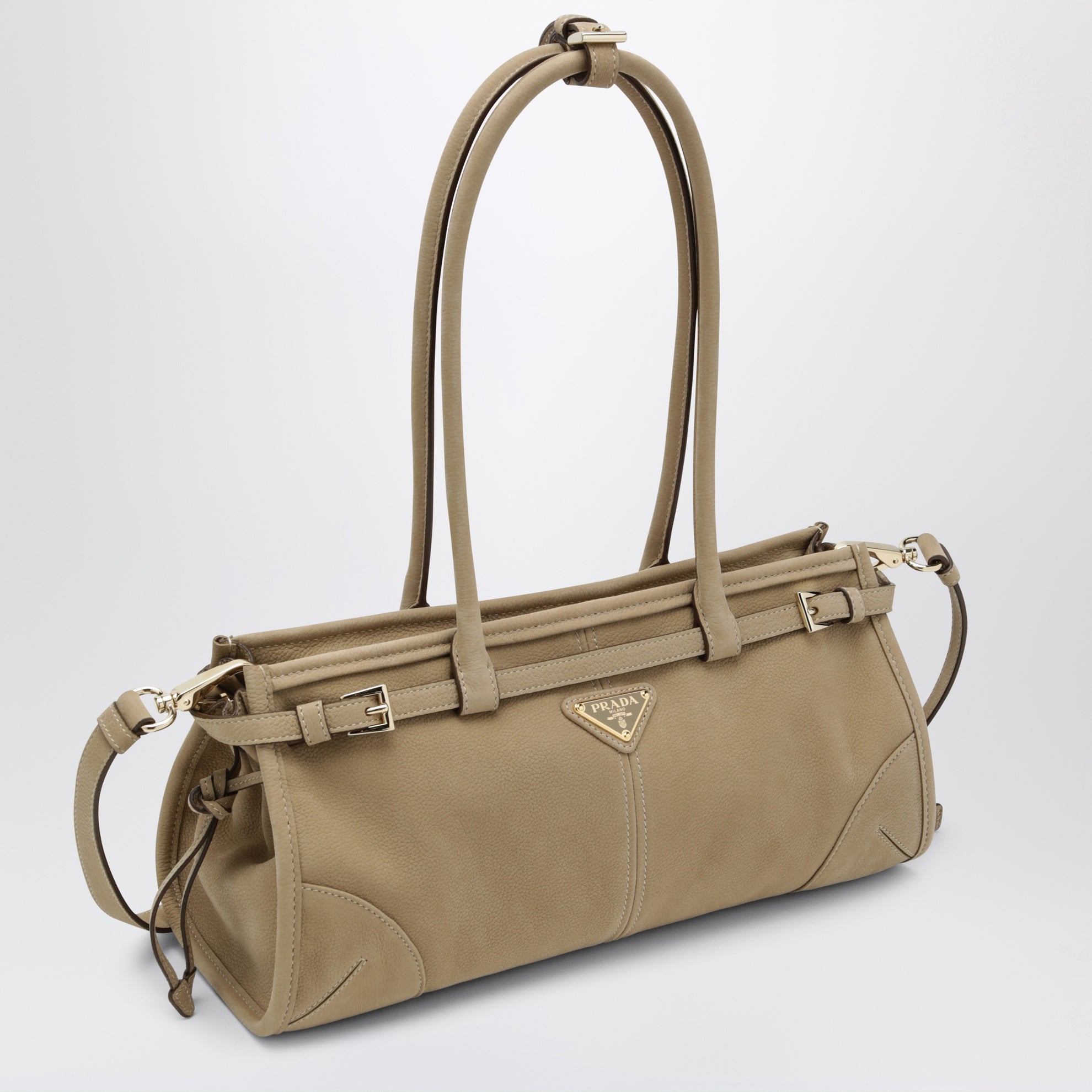 Borsa a mano Bonnie medium in pelle nabuk beige