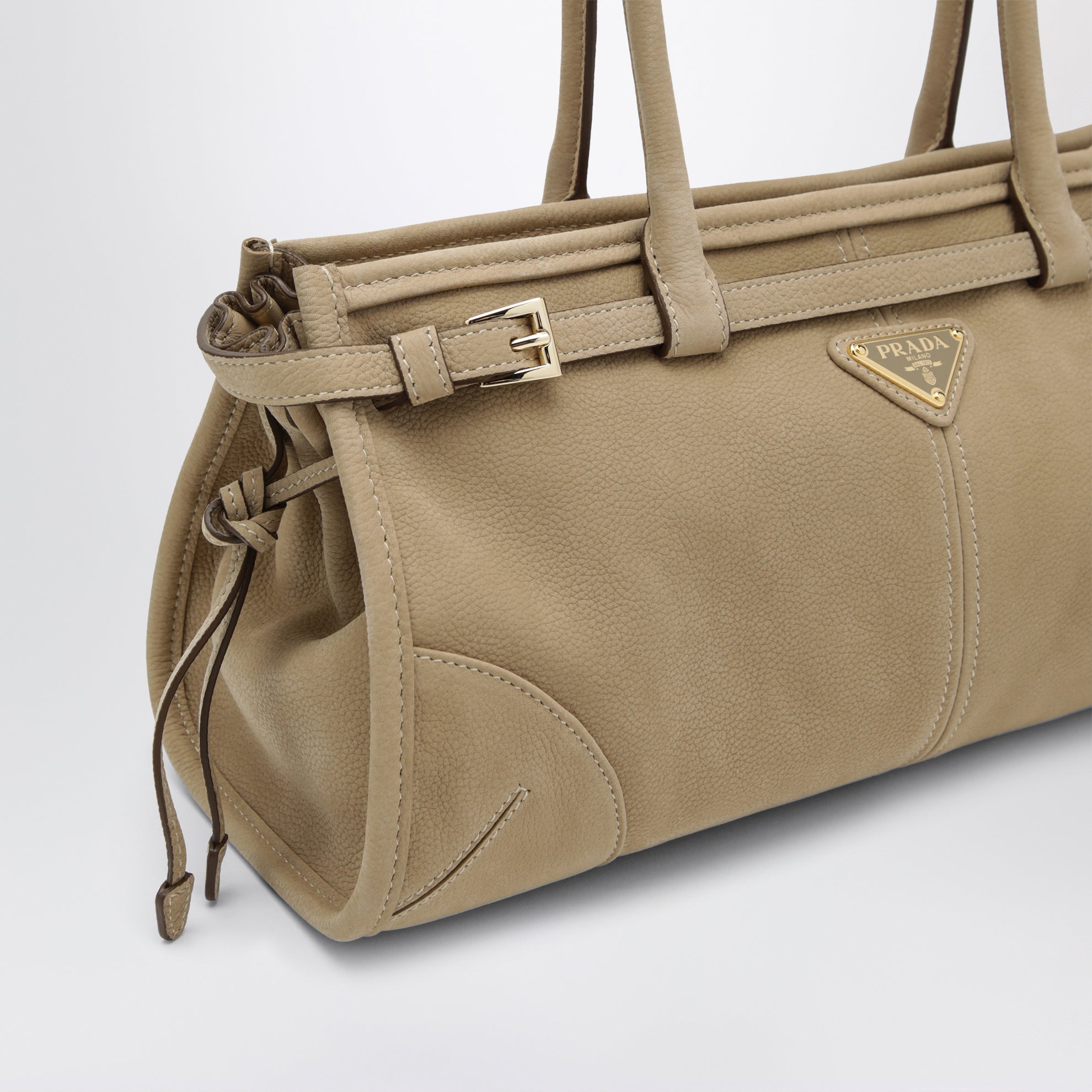 Borsa a mano Bonnie medium in pelle nabuk beige