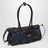 Borsa a mano Bonnie medium in denim e pelle blu/caffè