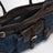 Borsa a mano Bonnie medium in denim e pelle blu/caffè