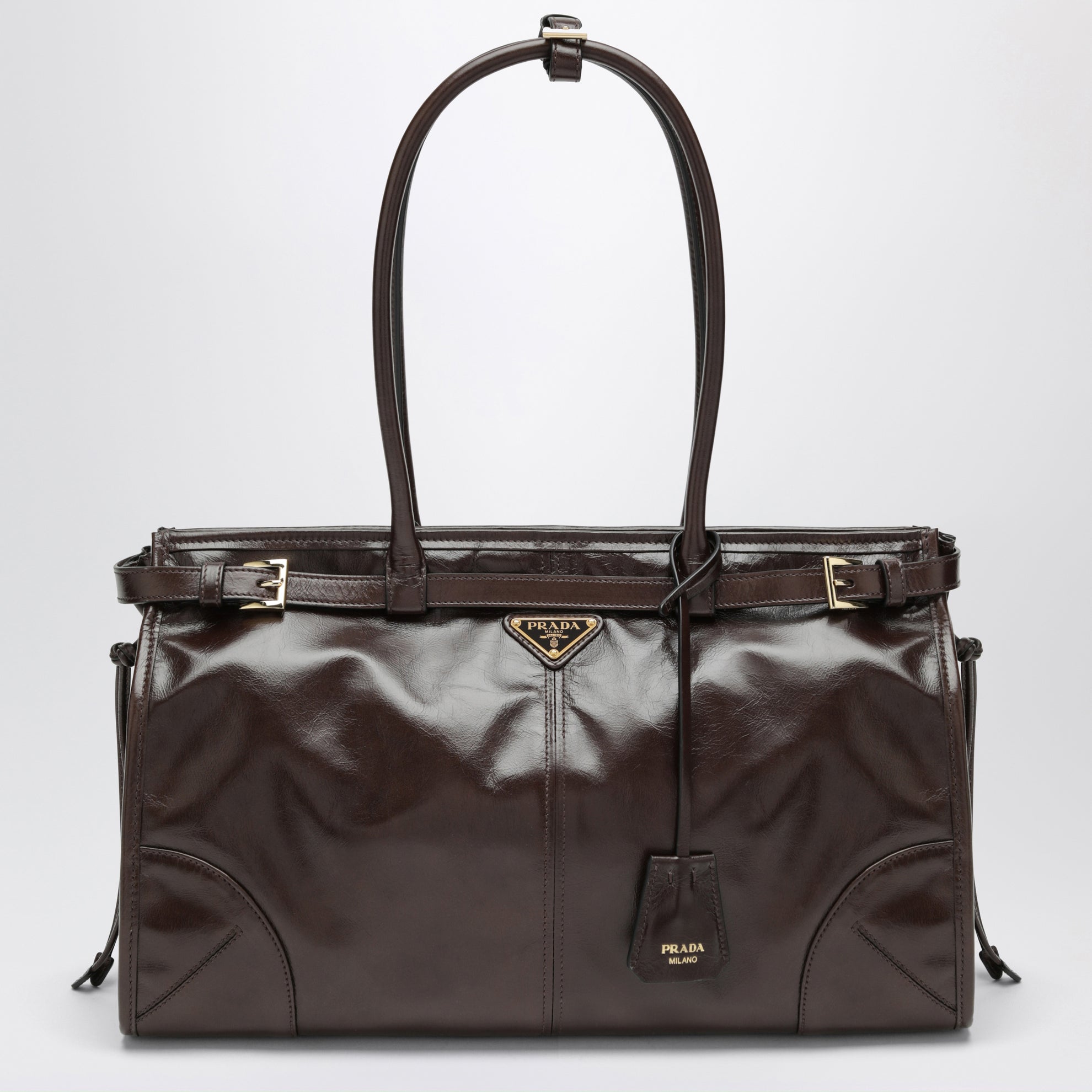 Bonnie large leather handbag in dark brown