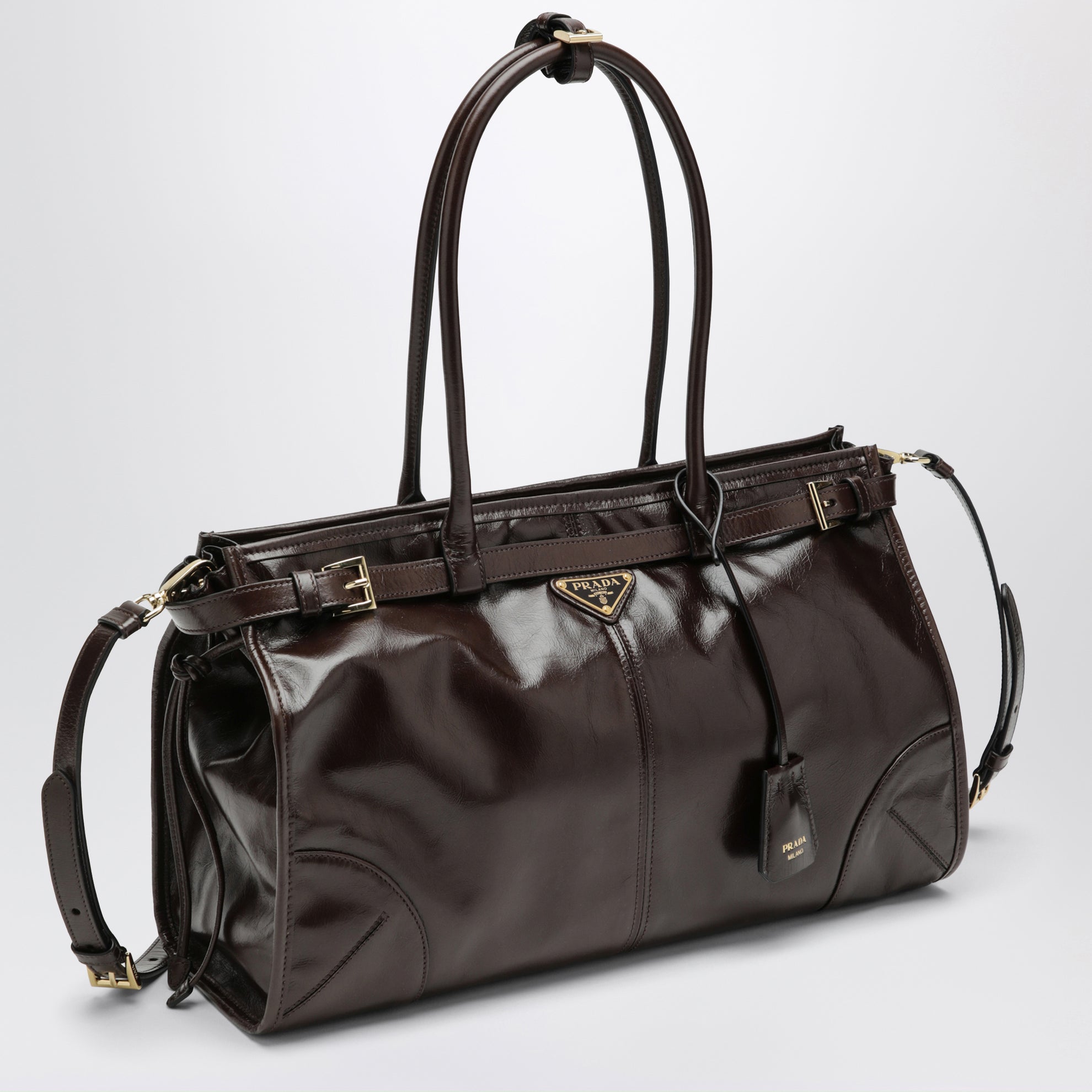 Bonnie large leather handbag in dark brown