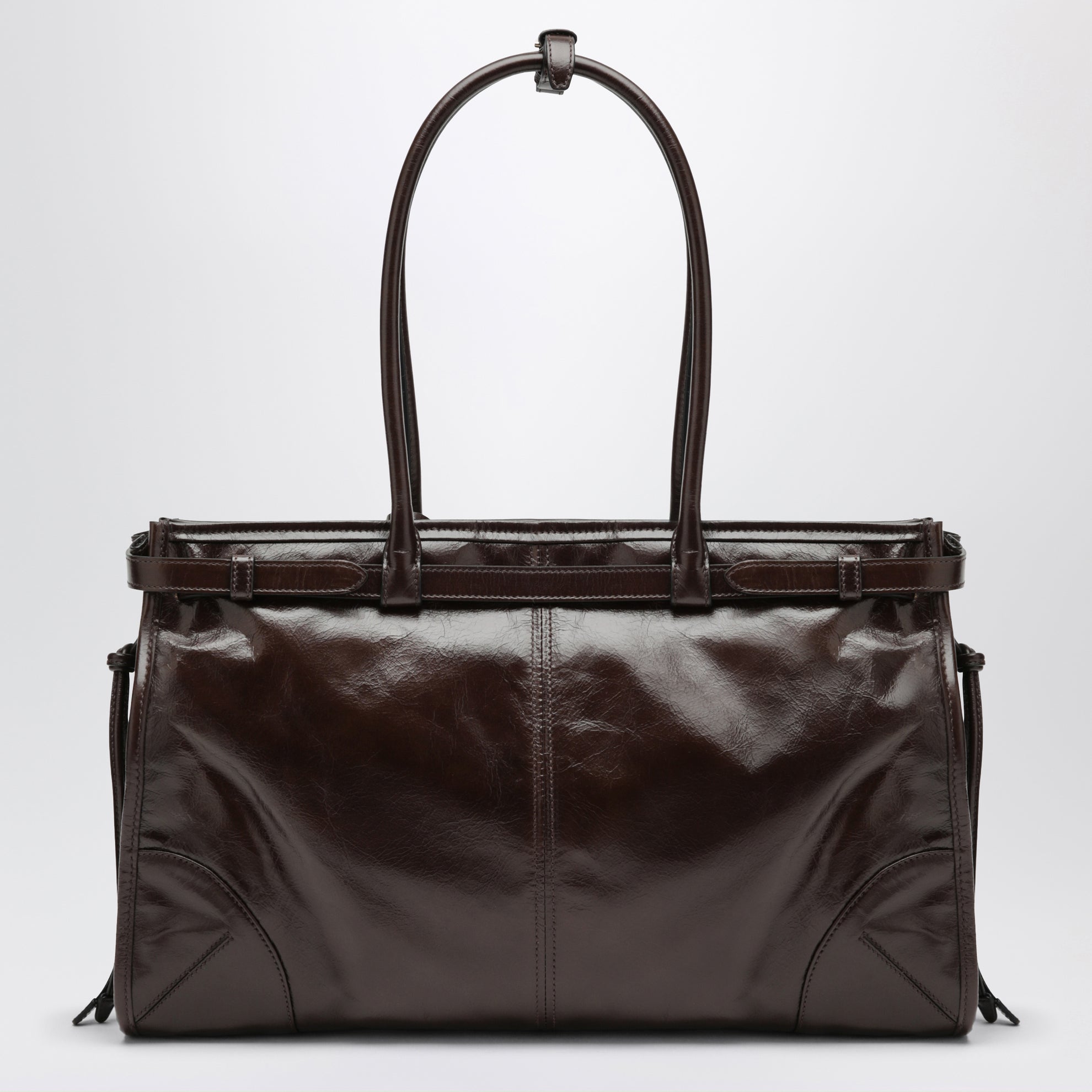 Bonnie large leather handbag in dark brown