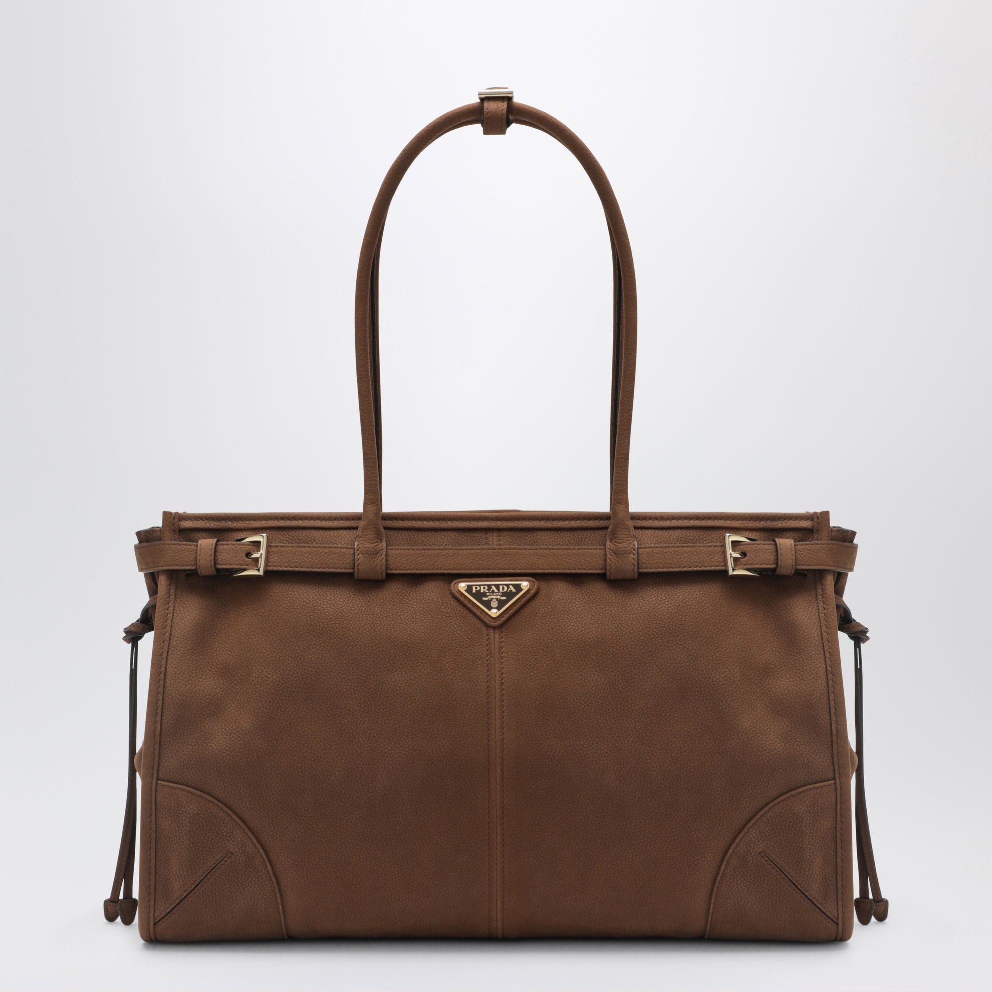 Große Prada Bonnie Tasche aus braunem Wildleder