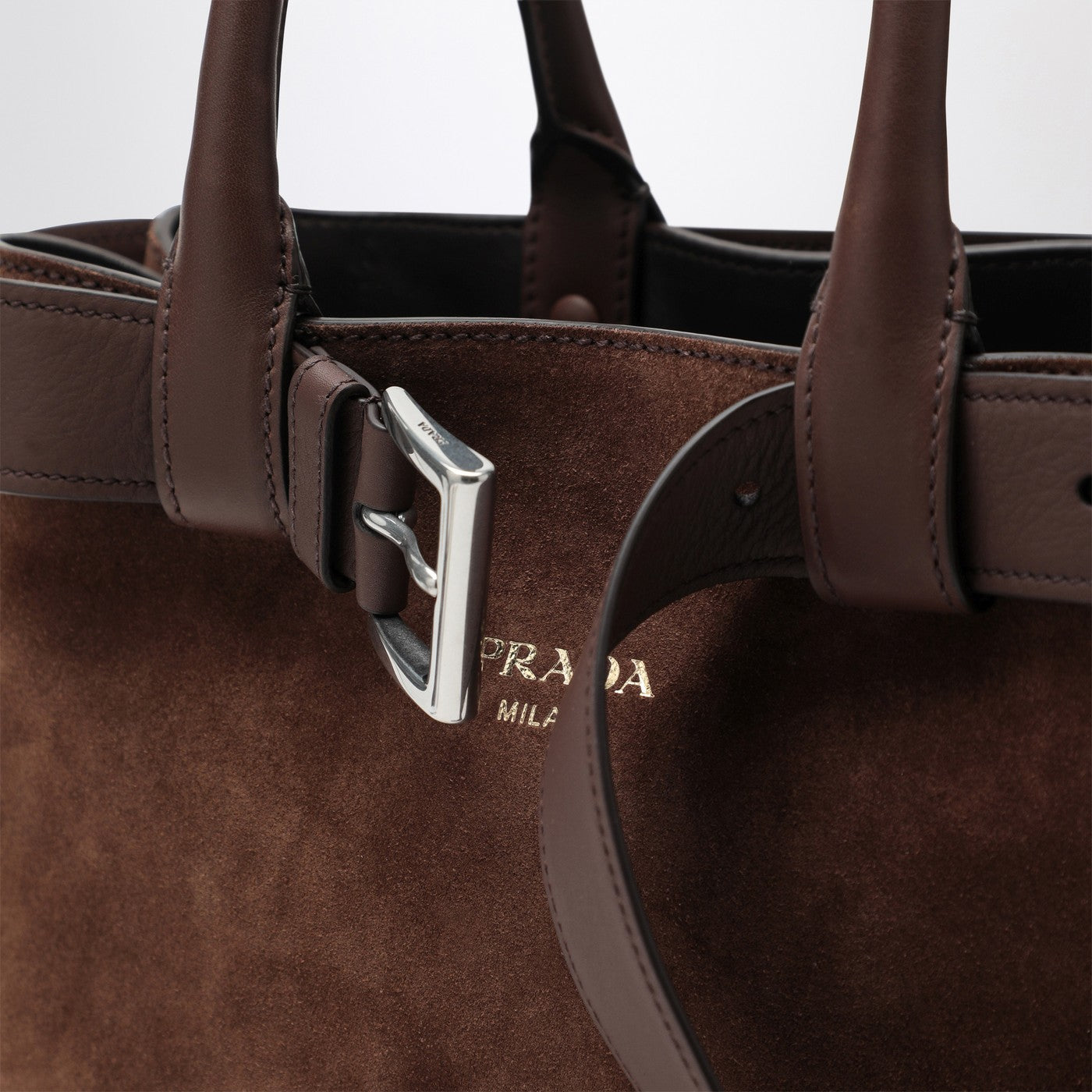 Prada Buckle bag medium size Cacao colour in suede