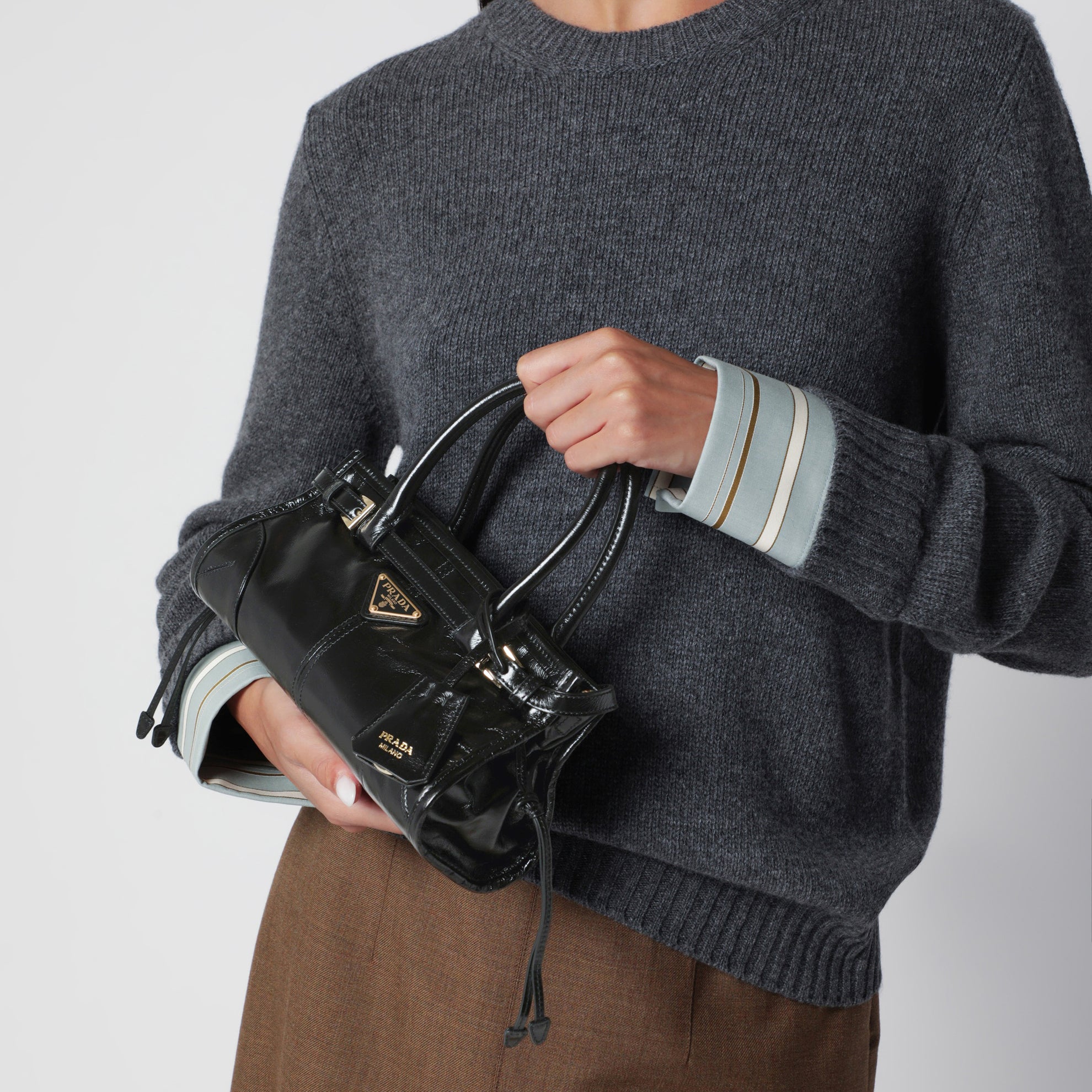 Borsa a mano Bonnie mini nera in pelle
