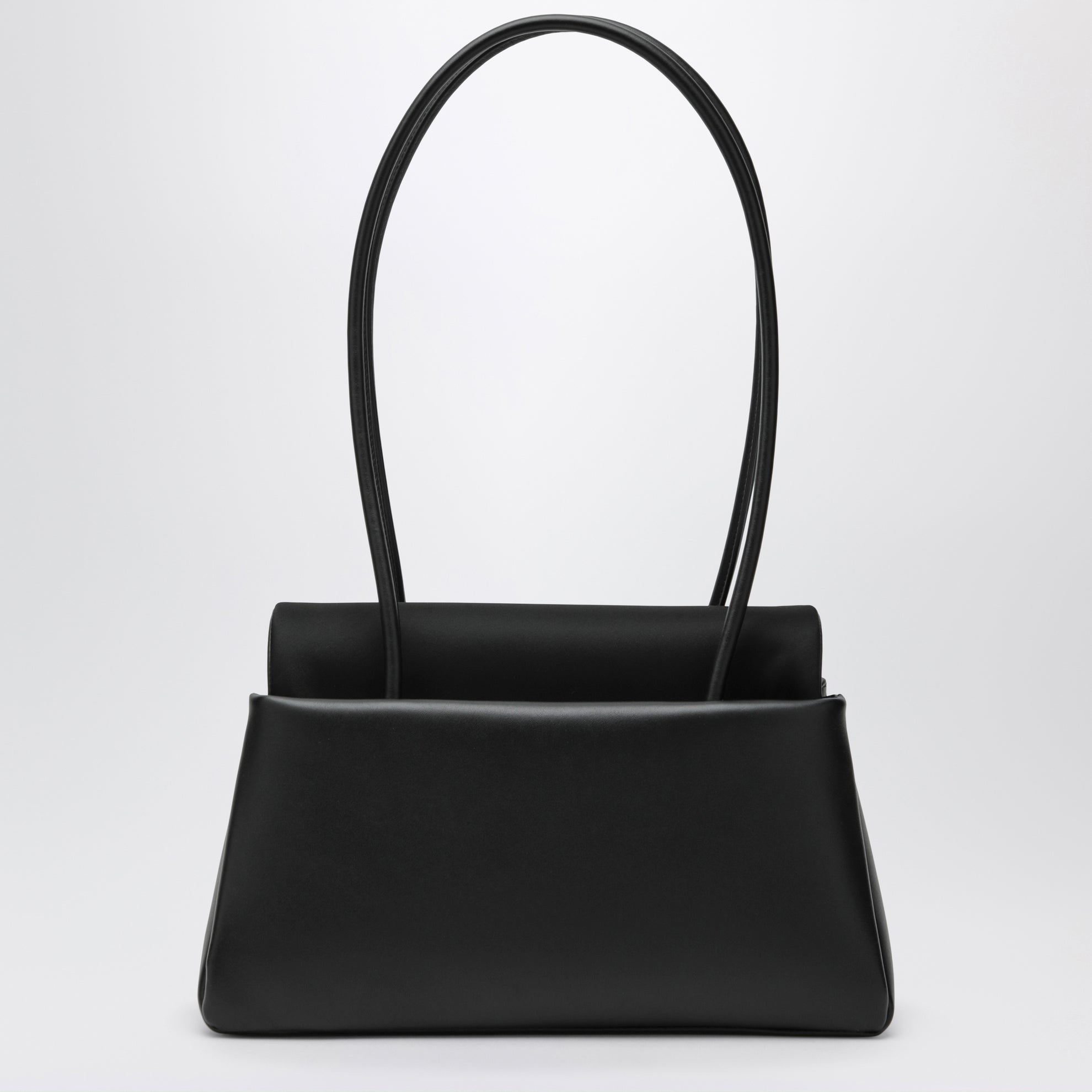 Passage medium bag in leather and black Re-Nylon