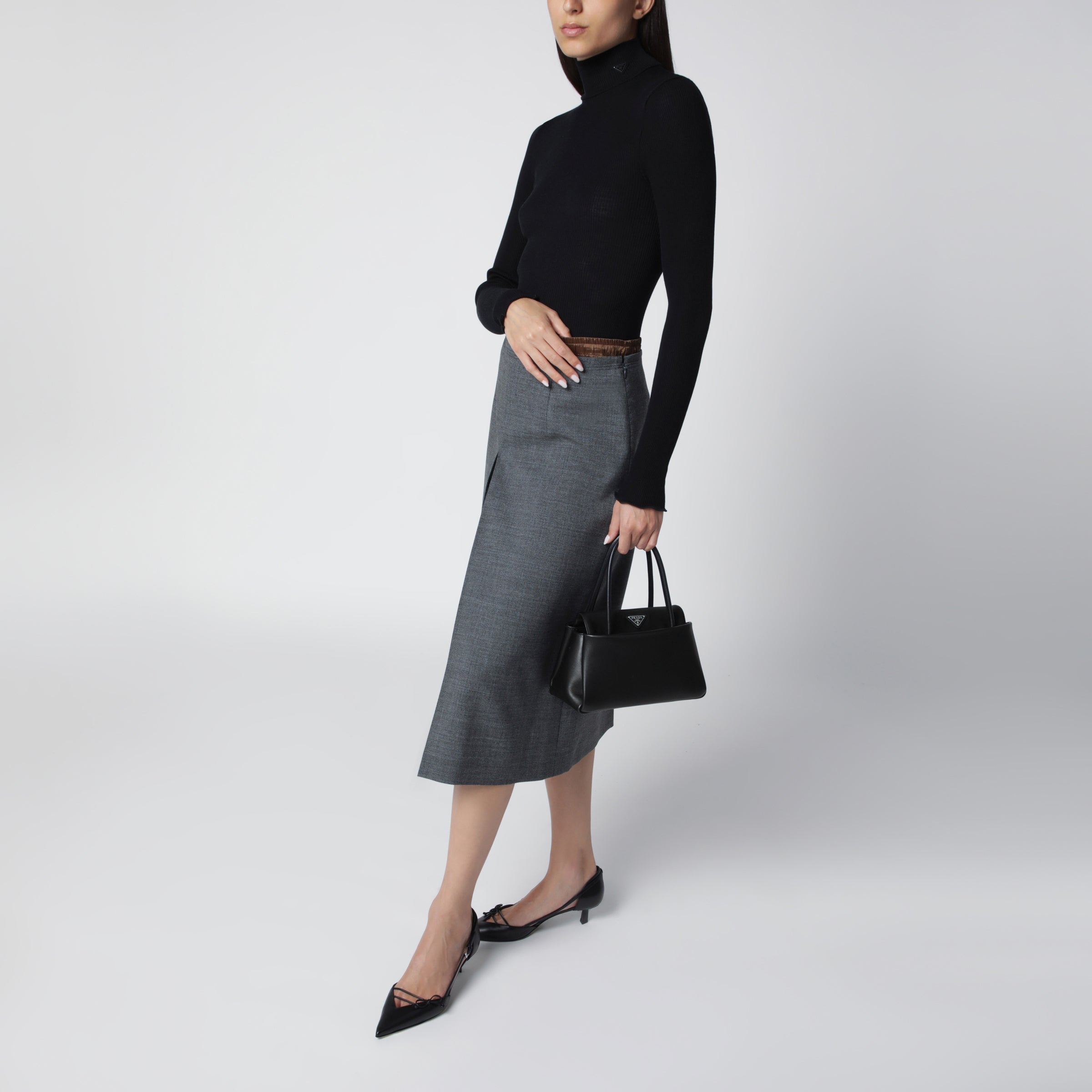 Prada Black Medium Passage Bag in Leather and Re-Nylon | TheDoubleF