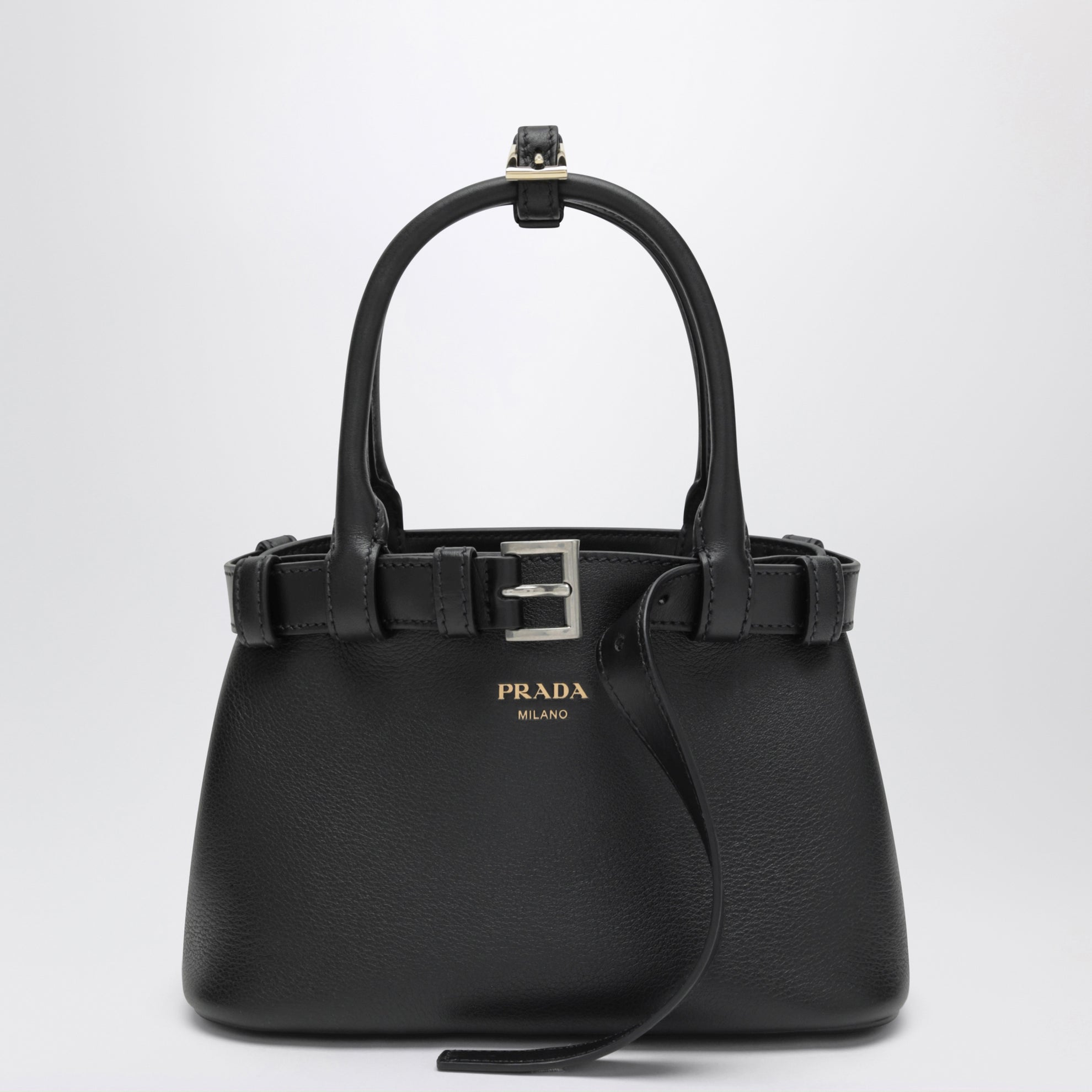 Borsa Buckle small in pelle con cintura nera