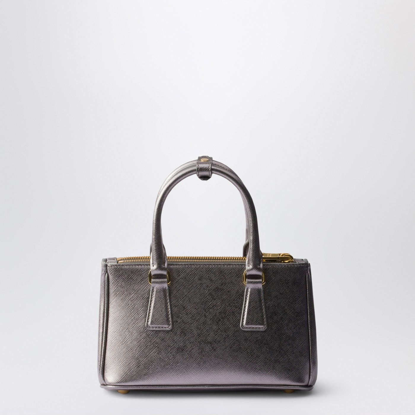 Borsa Prada Galleria mini in Saffiano vernice cromo