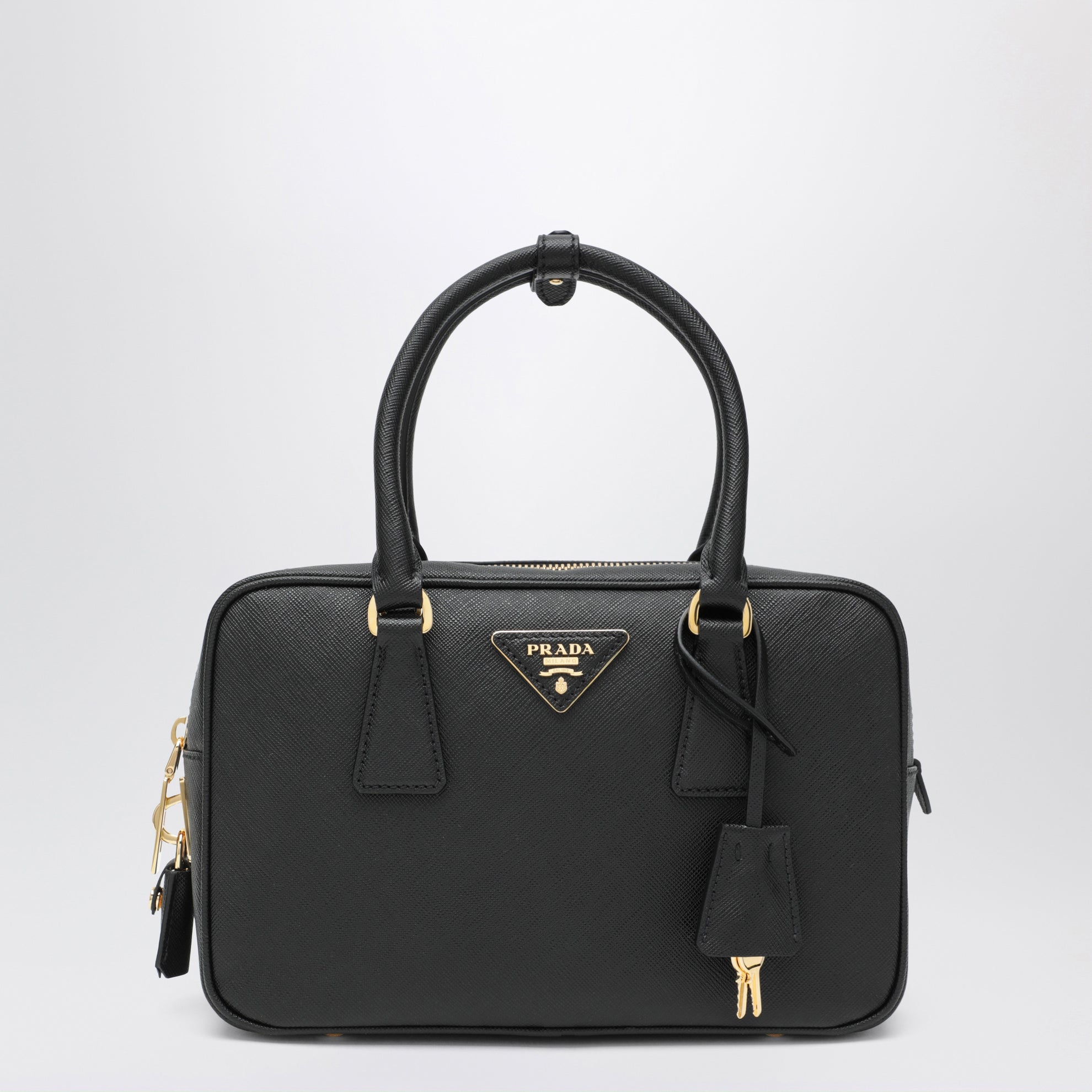 Black Saffiano leather top-handle bag