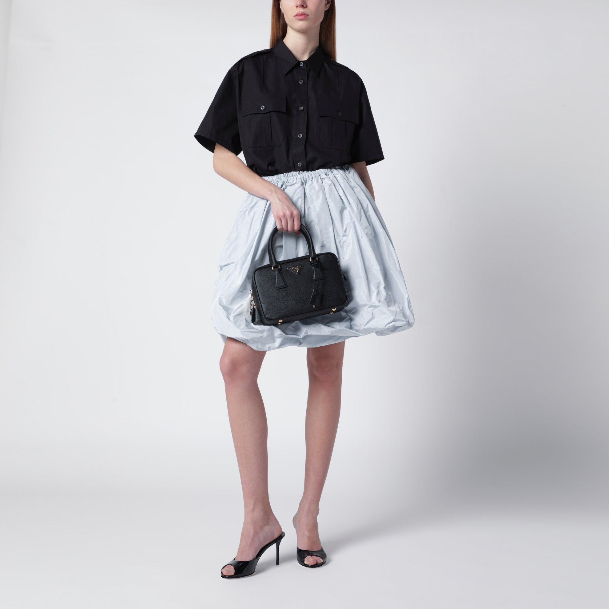 Black Saffiano leather top-handle bag
