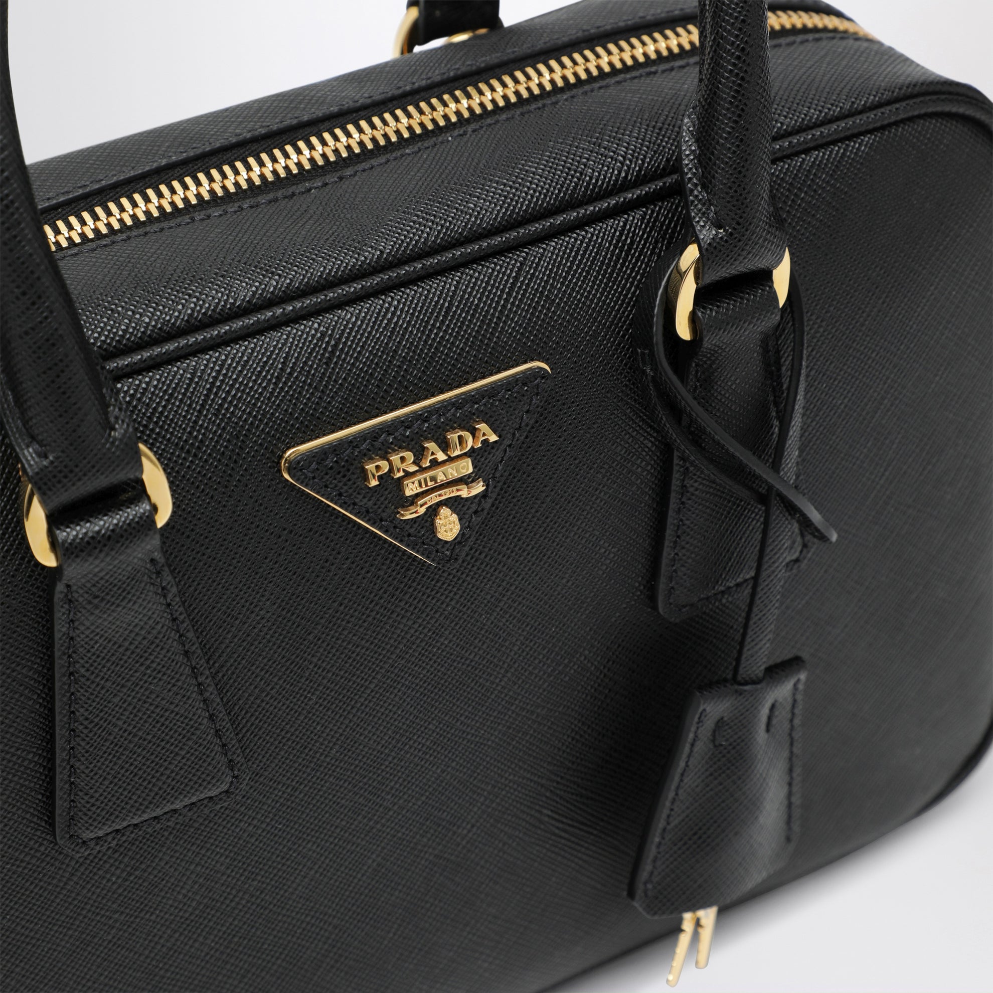 Black Saffiano leather top-handle bag