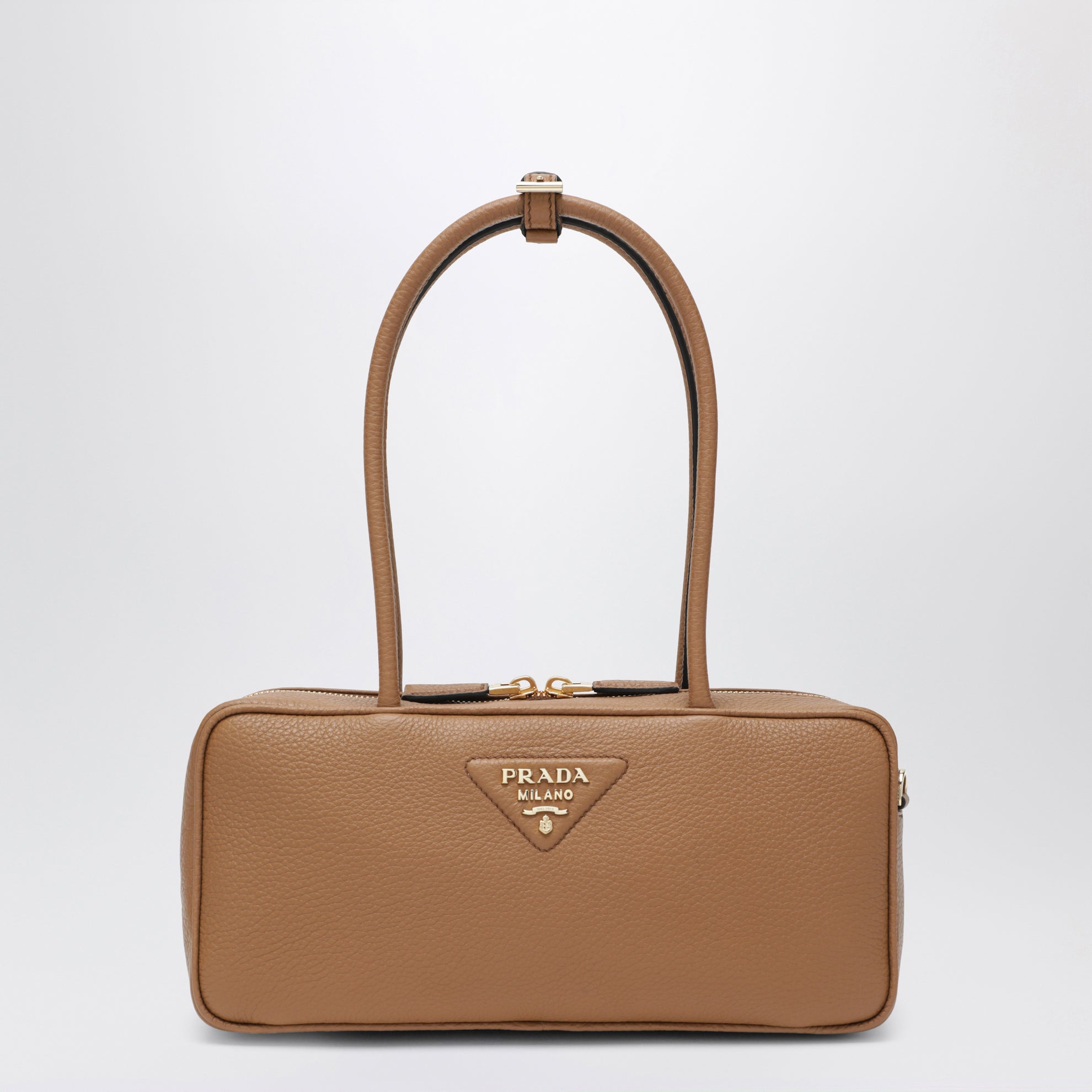 Medium caramel-colored leather top-handle bag