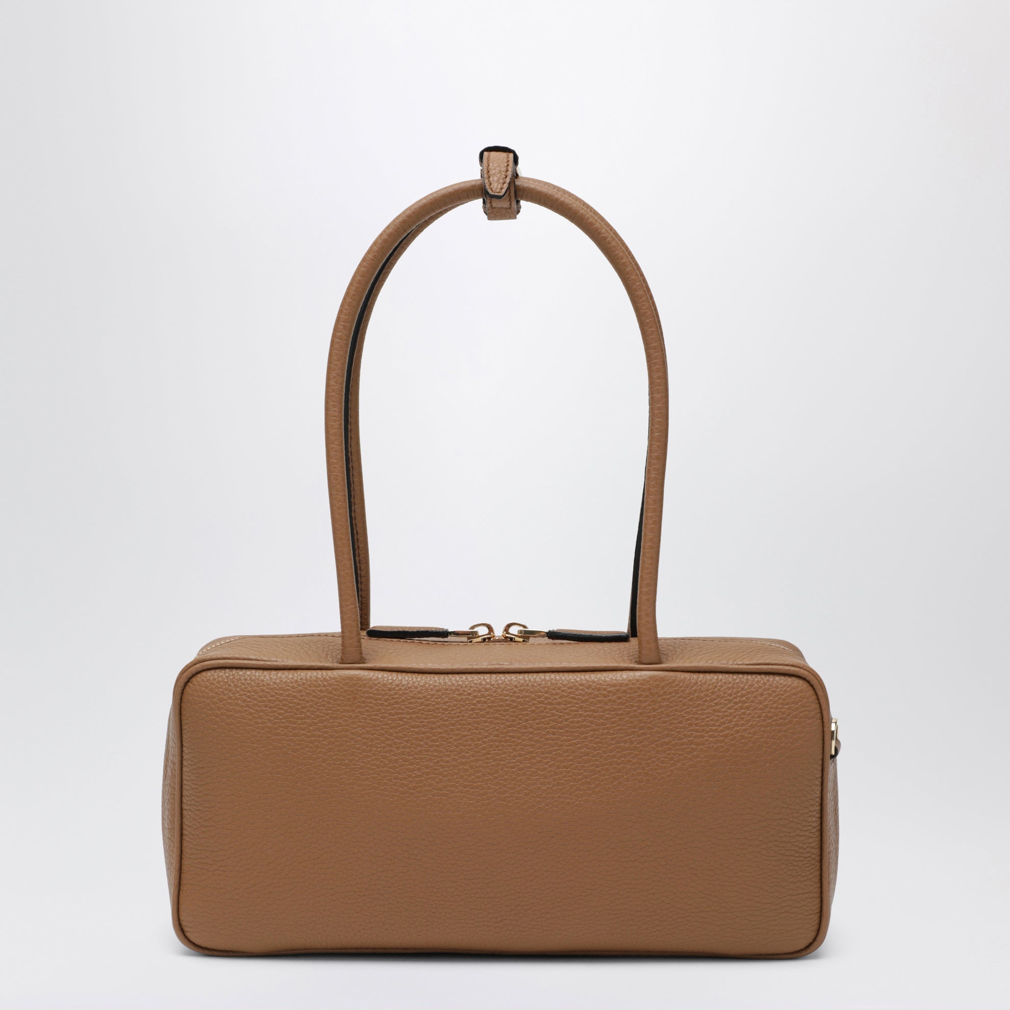 Medium caramel-colored leather top-handle bag
